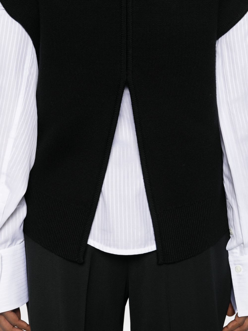 Totême Wool Turtleneck Vest Layered Design In Black