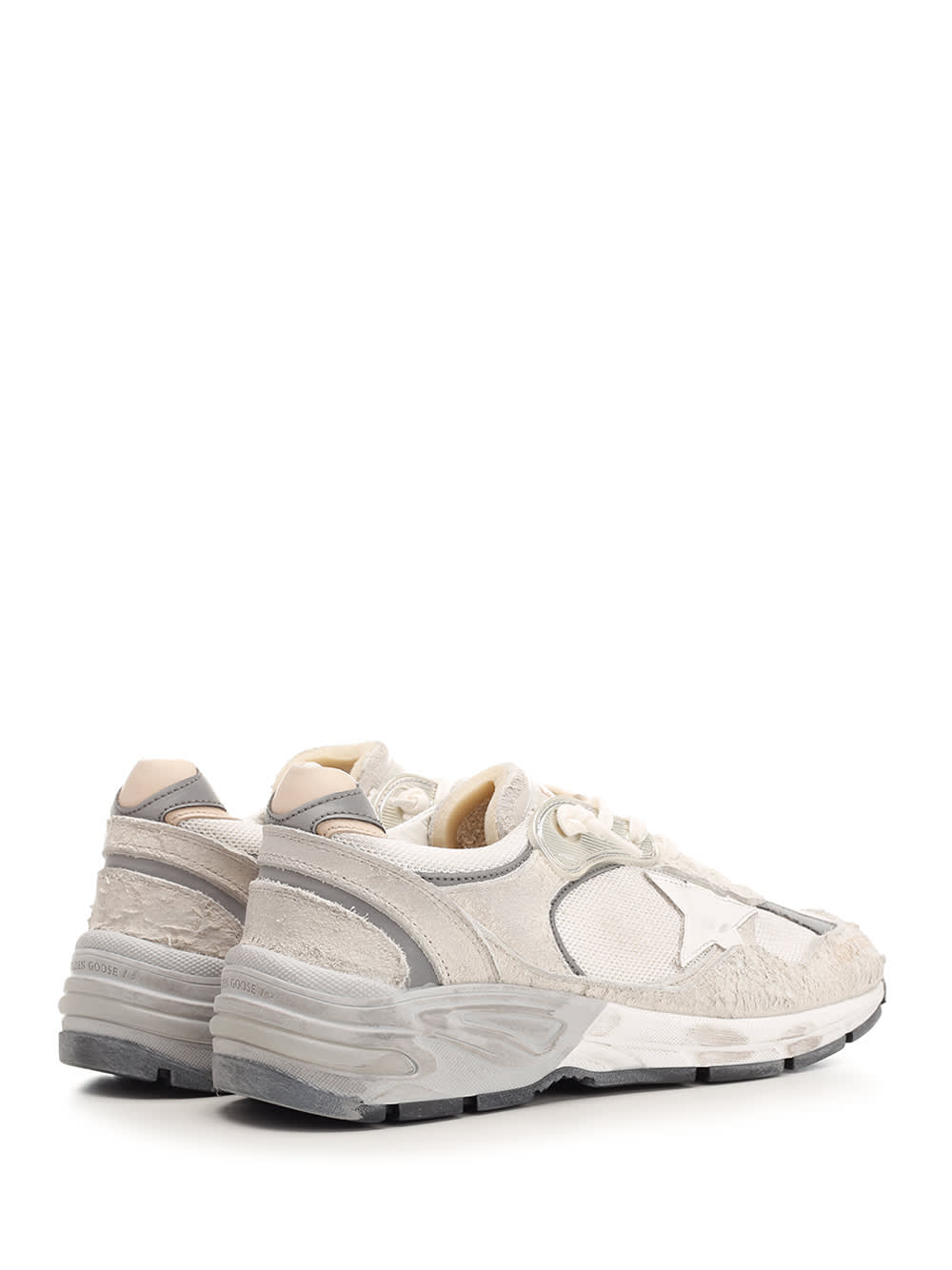 Shop Golden Goose Running Dad Sneakers In White/silver