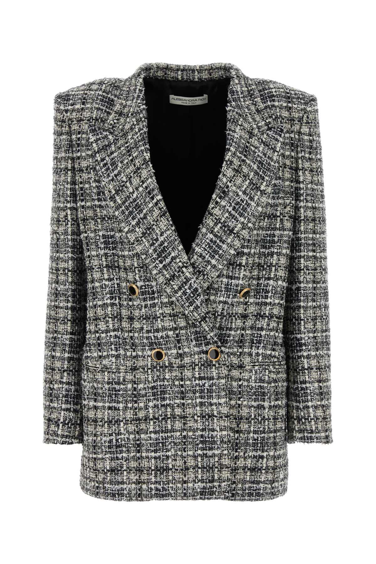 Embroidered Tweed Oversize Blazer