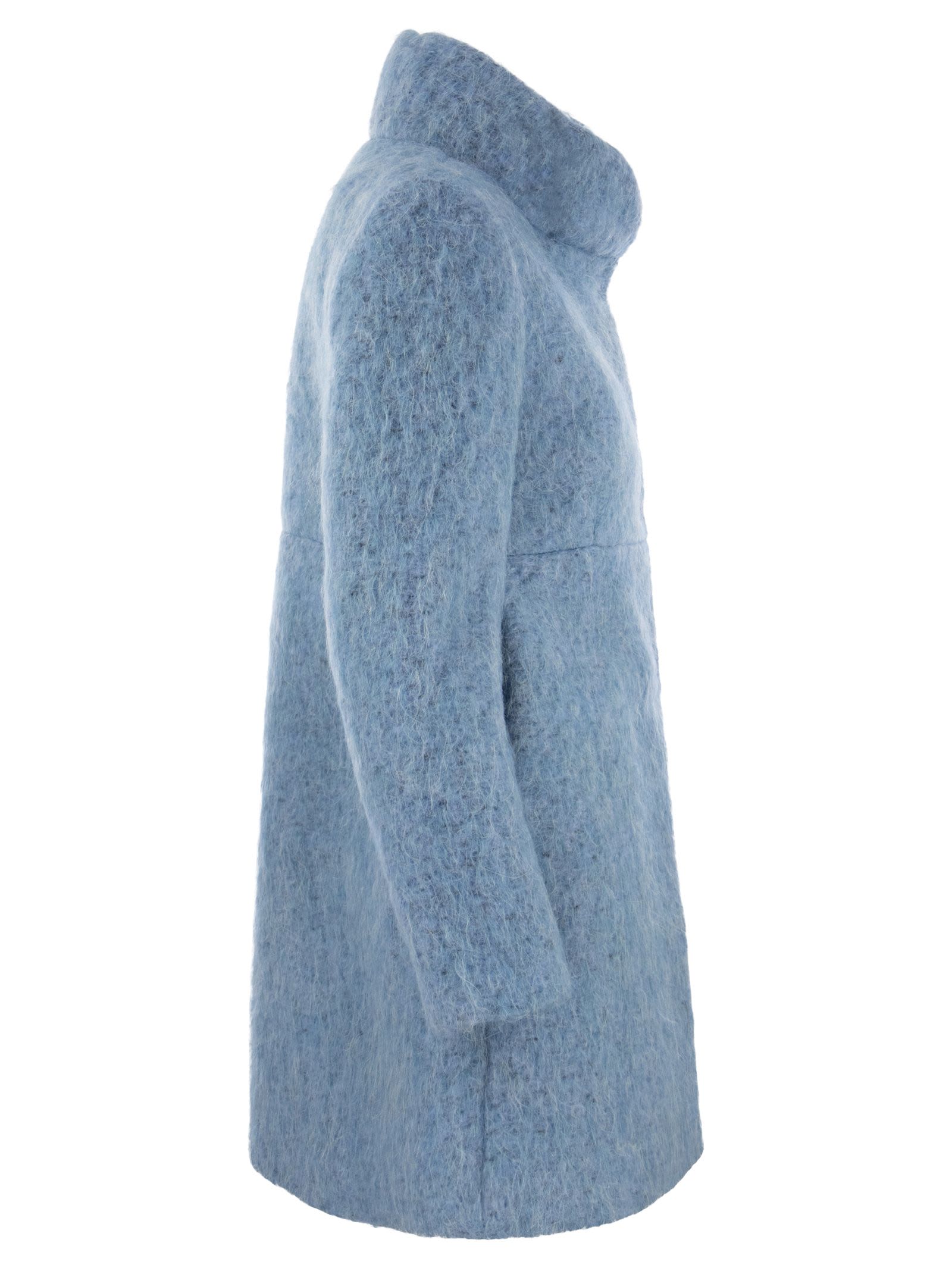 Shop Fay Romantic - Wool, Mohair And Alpaca Blend Coat In Light Blue