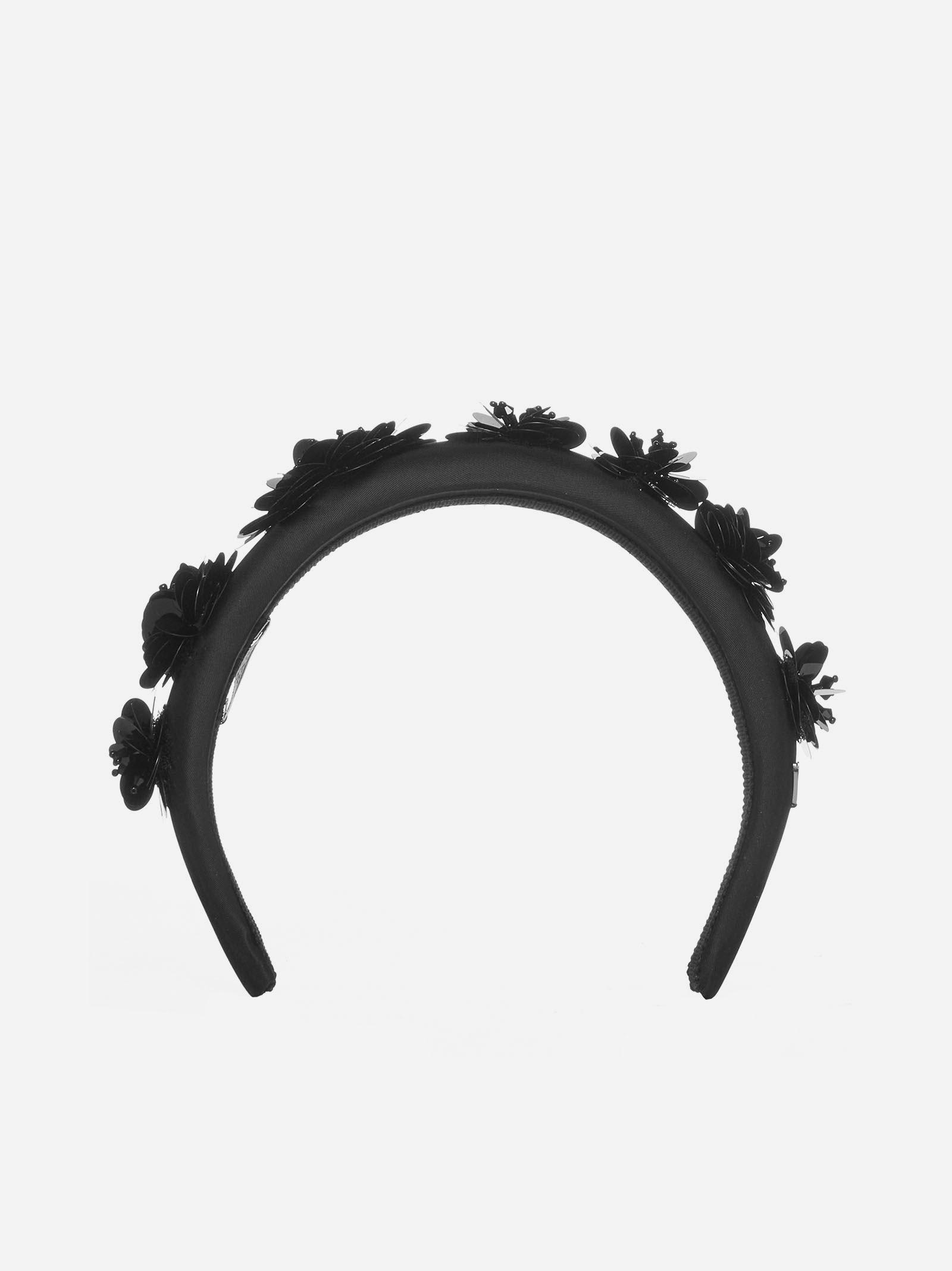 Prada 3d Floral Applique Re-nylon Headband