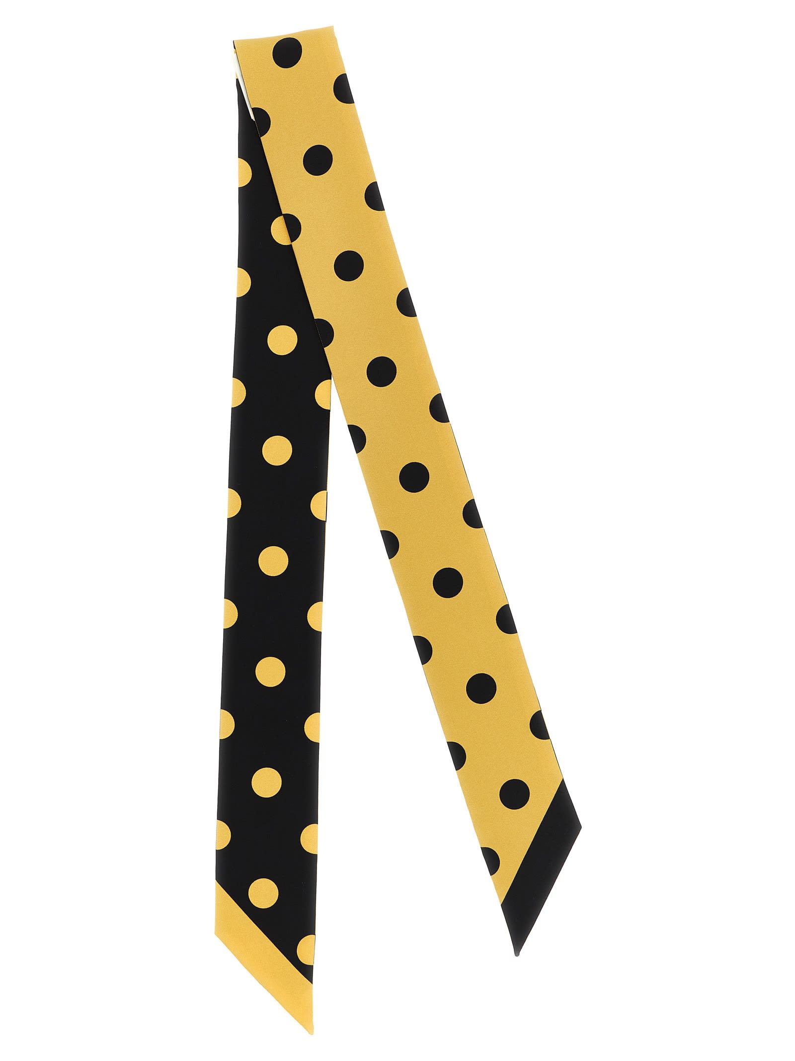 Valentino Yellow Bandeau Polka Dot Print Bandana Scarf In Yellow