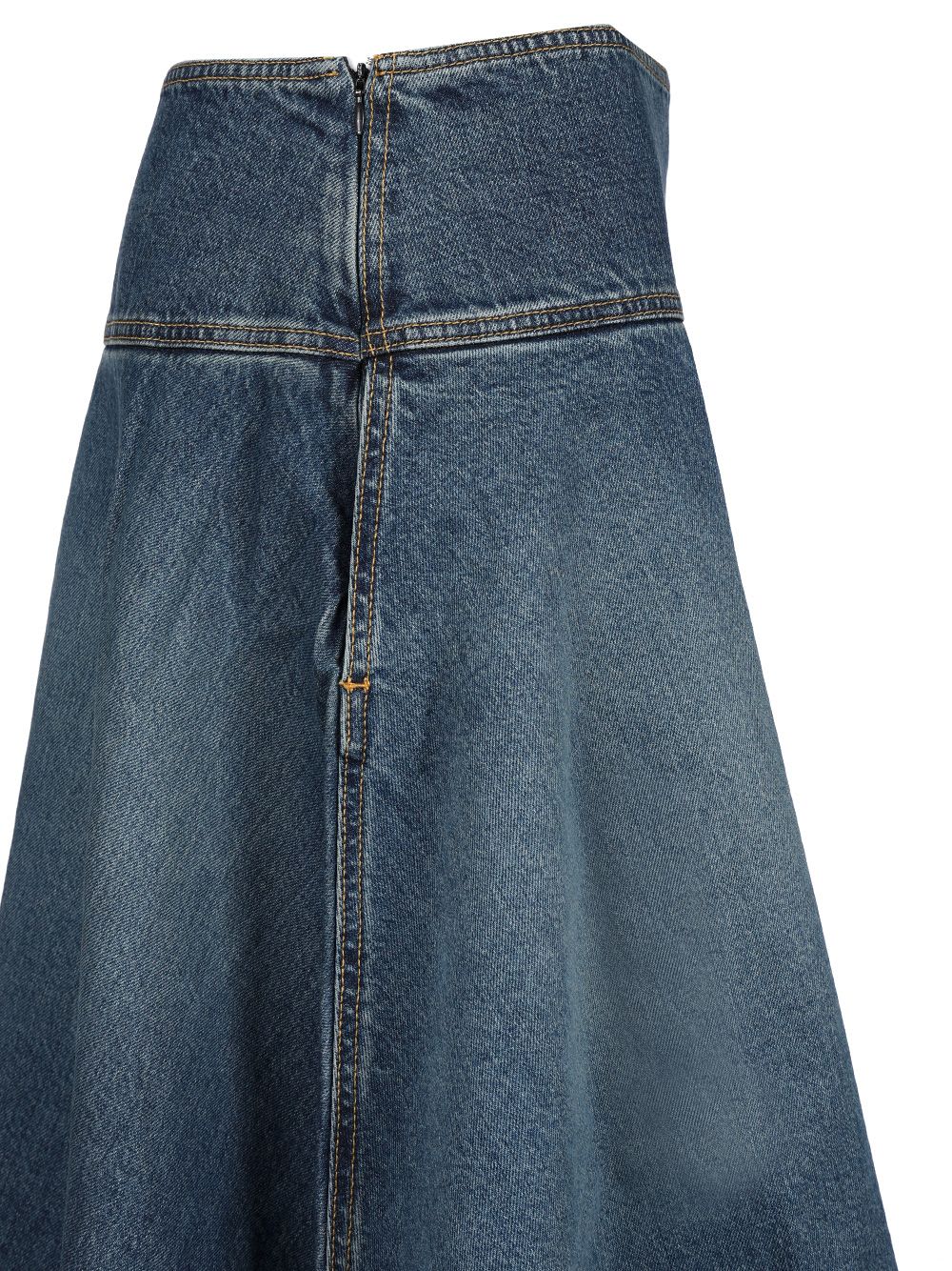 Shop Alaïa Asymmetric Full Skirt In Blue