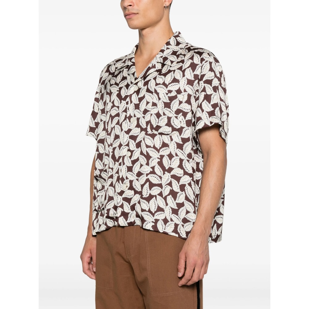 Bode Paper Birch Camp-collar Printed Satin Shirt In Multi