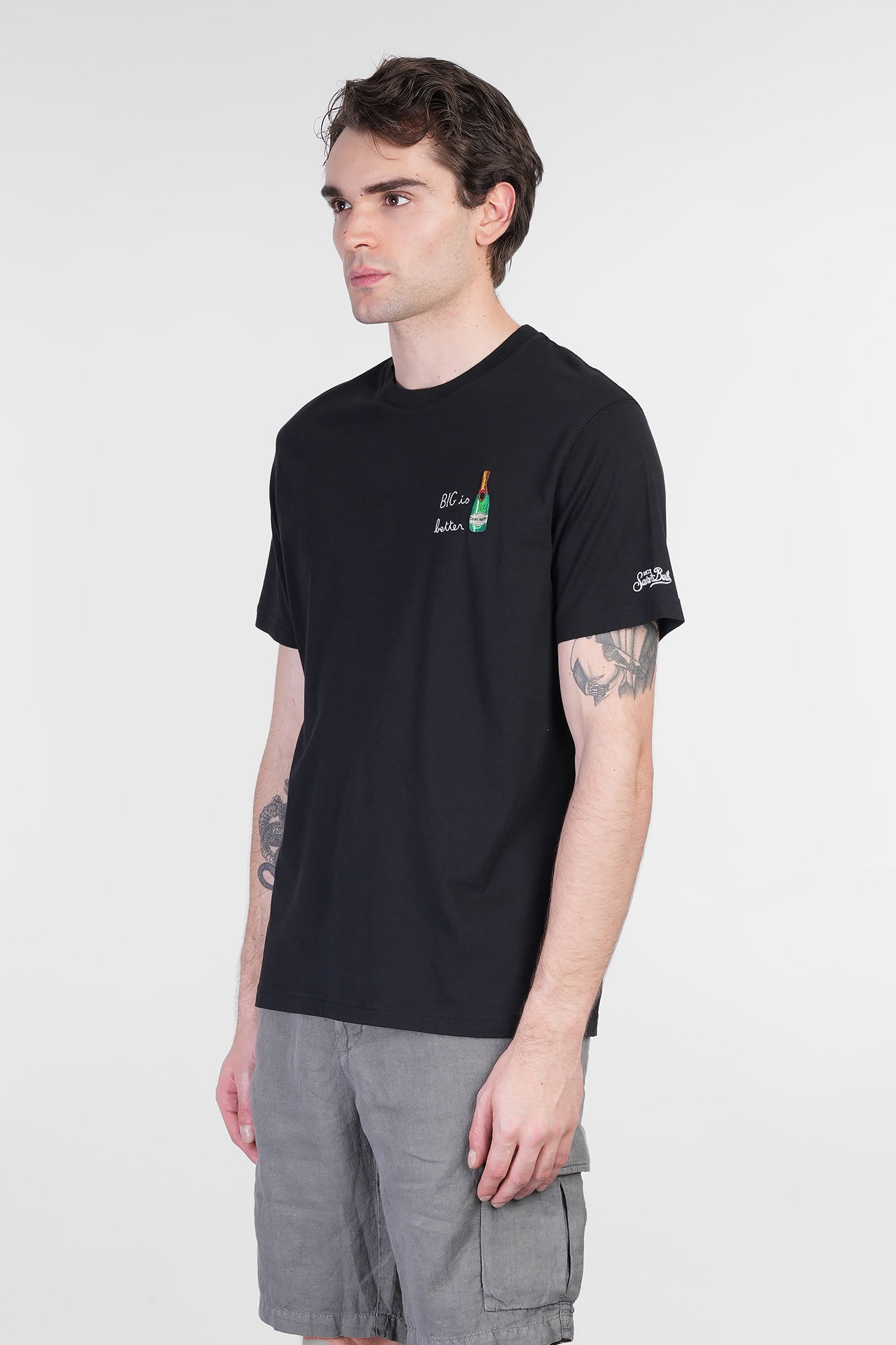 Mc2 Saint Barth Portofino T-shirt In Black Cotton In Black