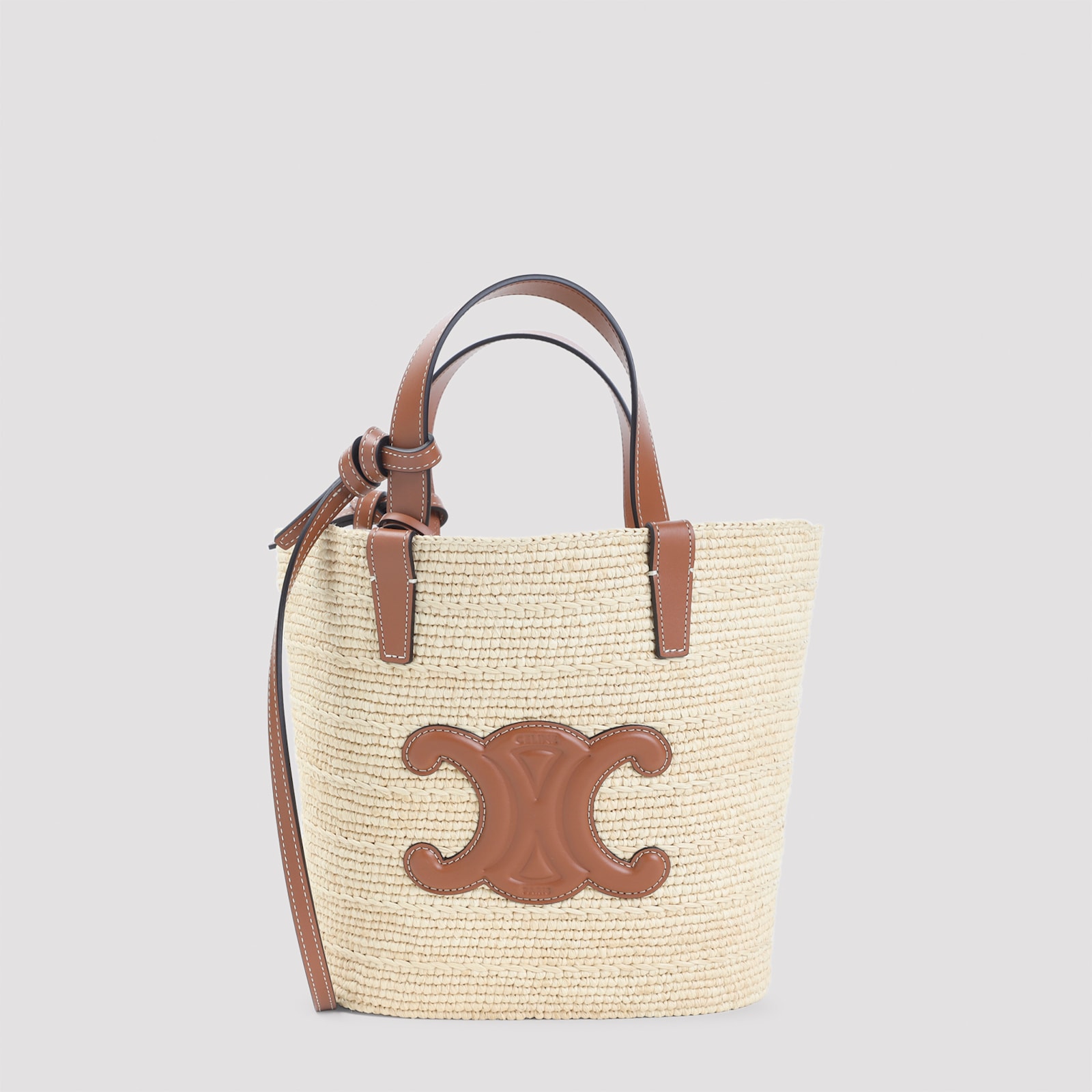 Celine Supple Straw And Leather Shoulder Bag