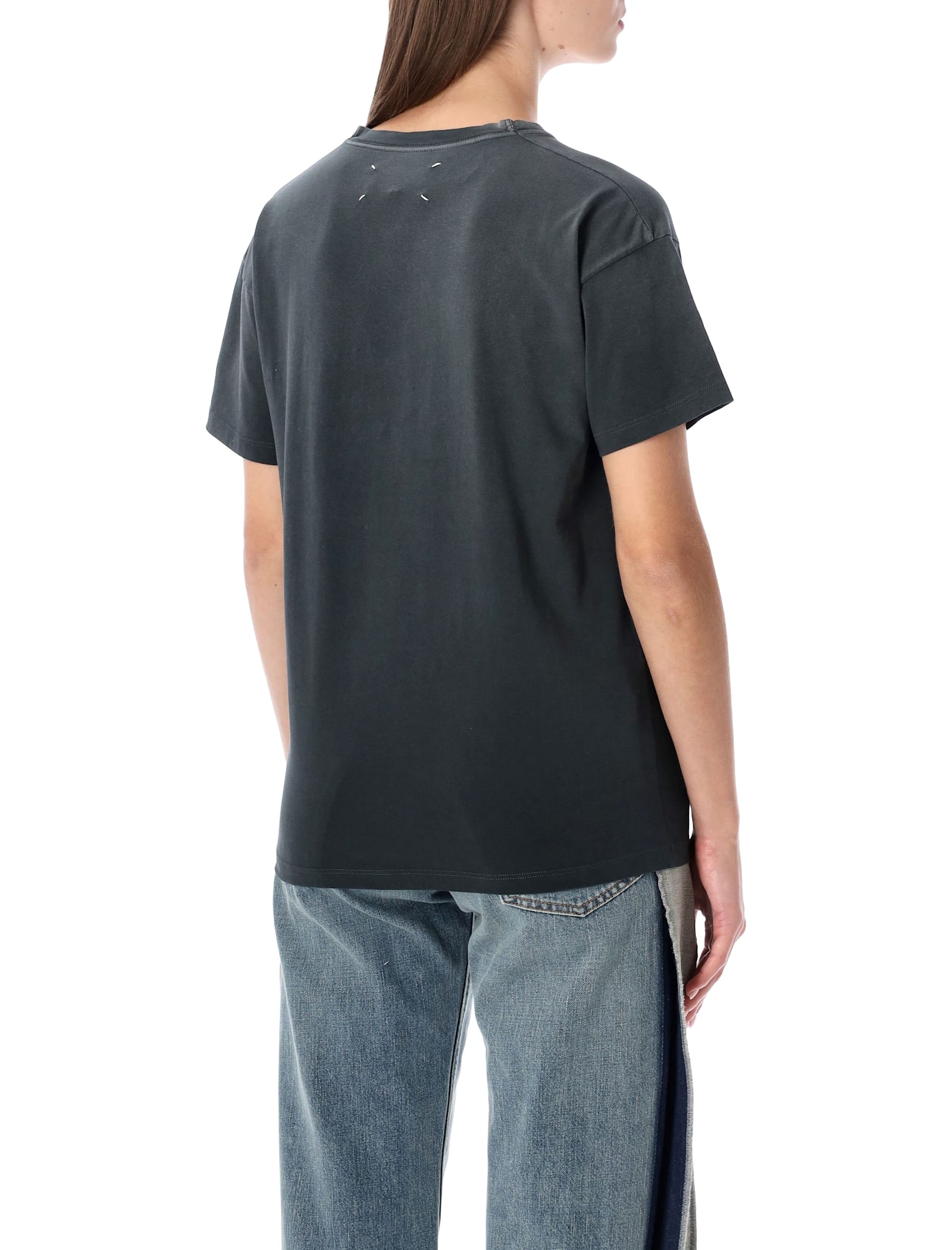 Maison Margiela Reverse Logo Cotton T-shirt In Gray