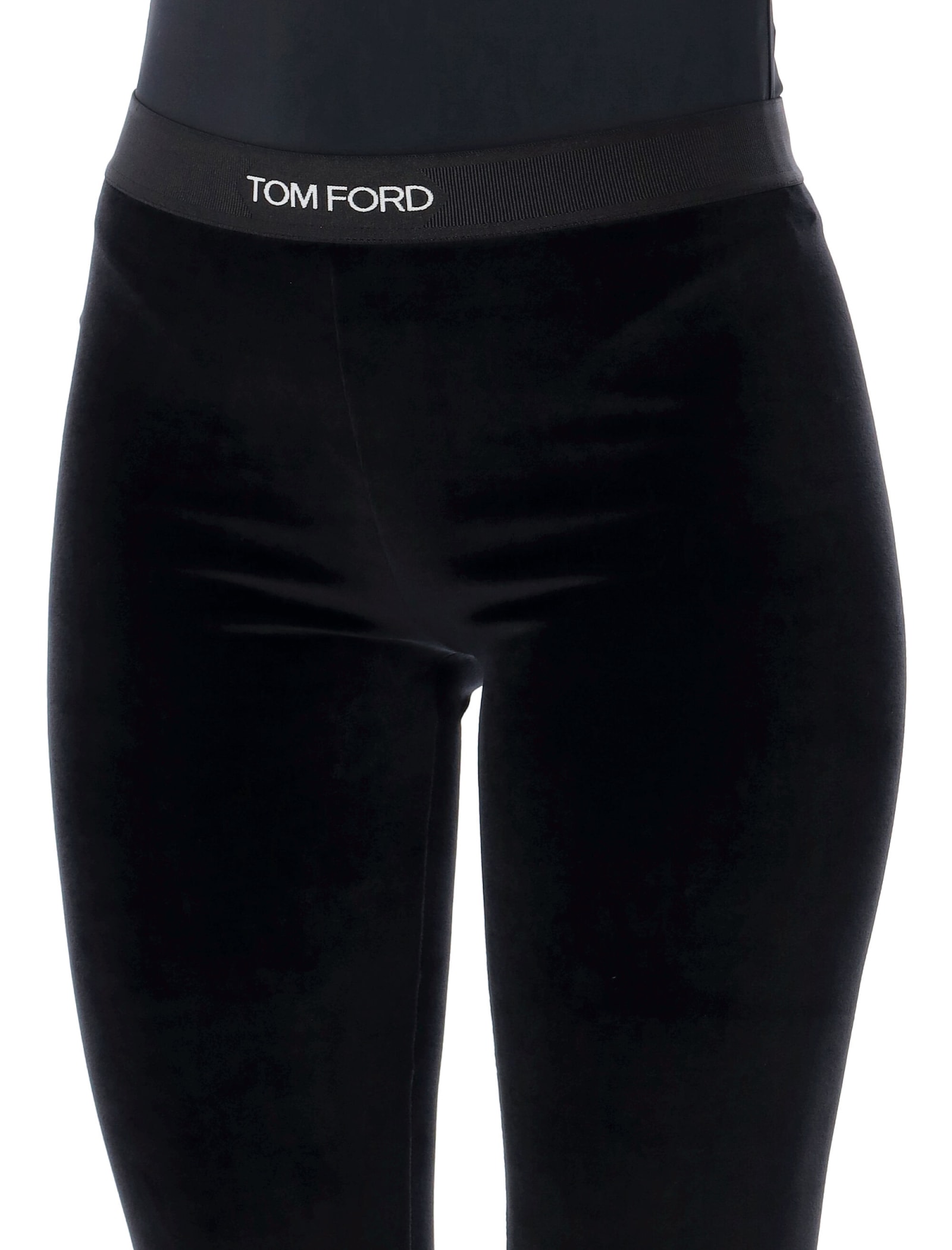 Tom Ford Logo Velvet leggings in Black