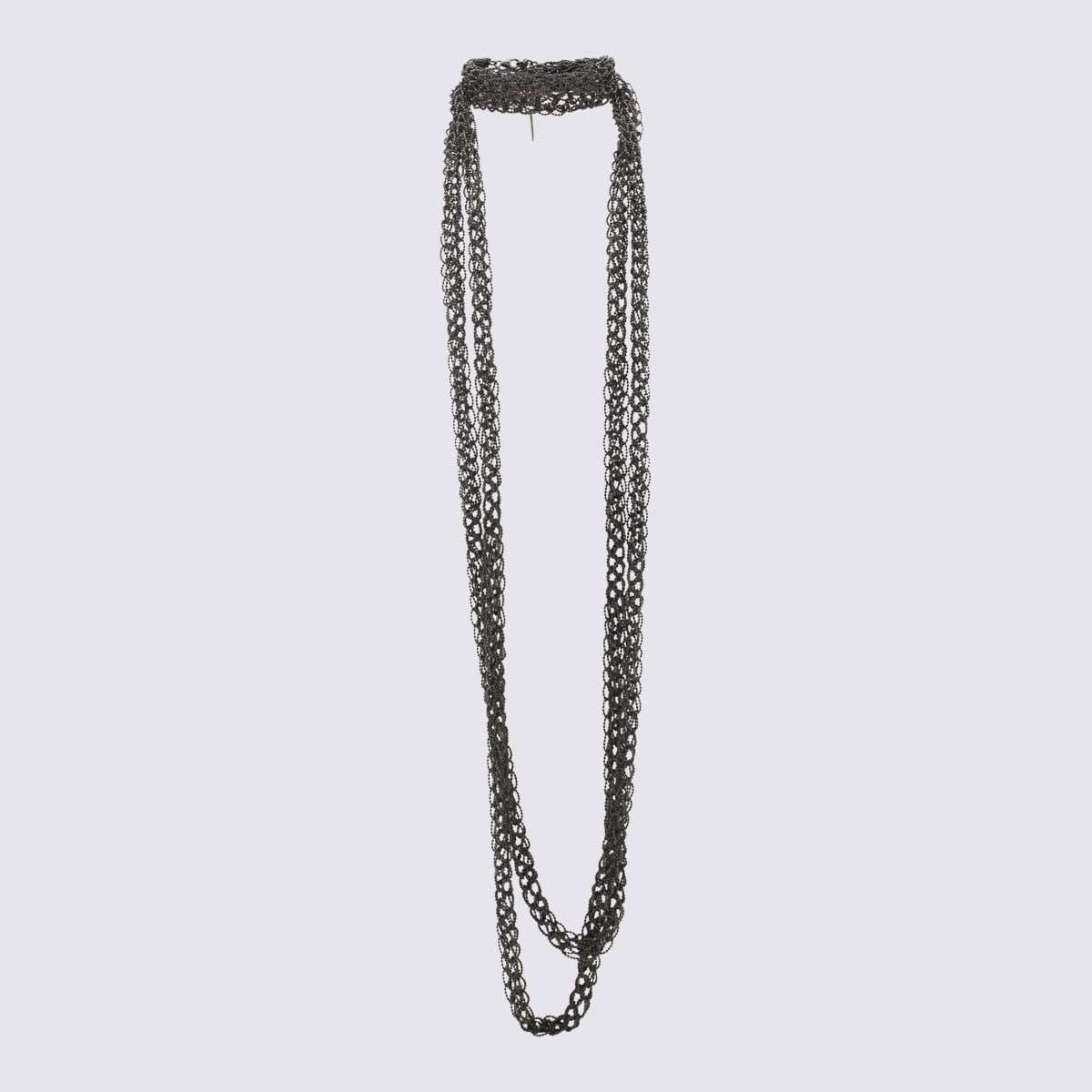 Shop Brunello Cucinelli Dark Grey Brass Necklace