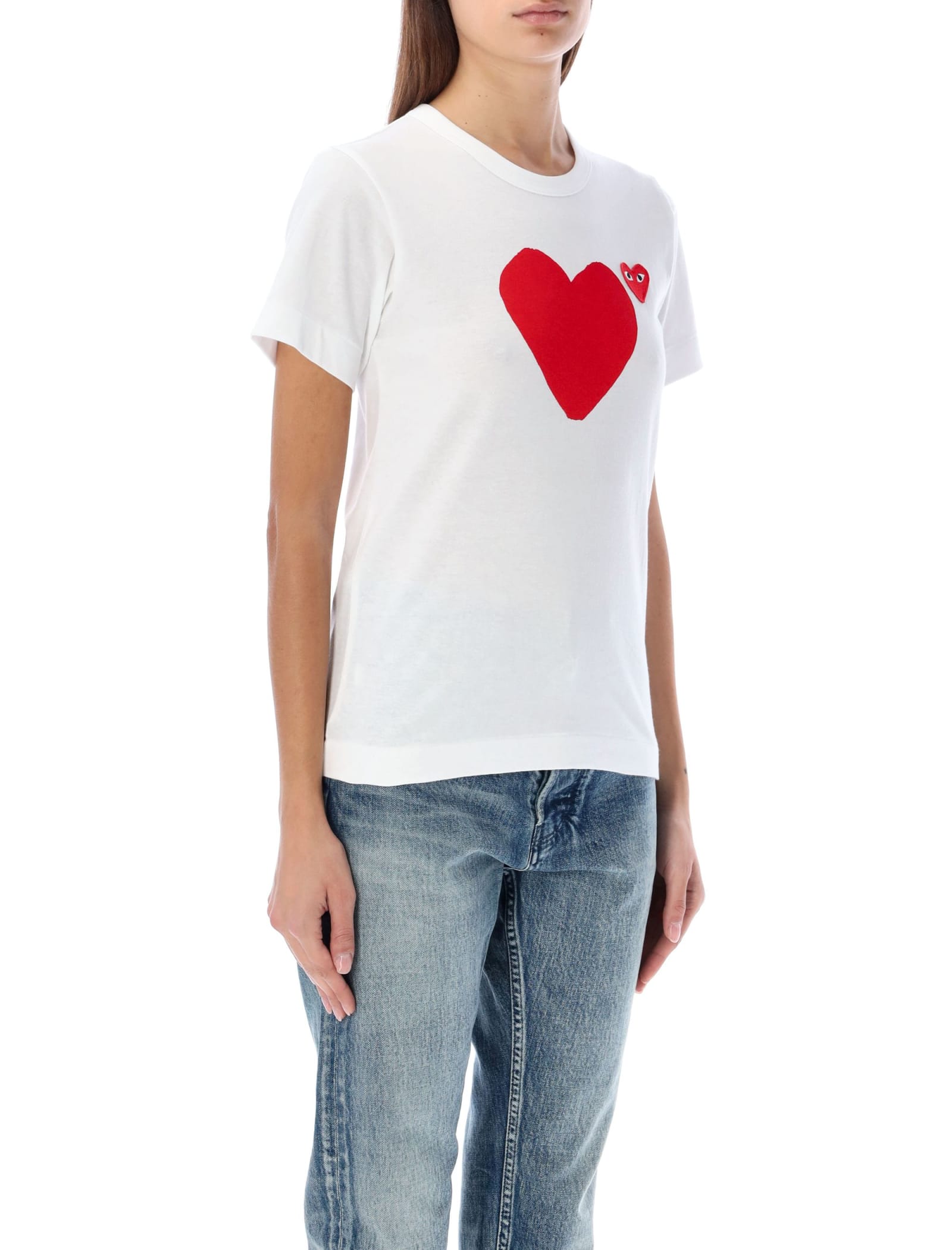 Shop Comme Des Garçons Play Big Red Heart T-shirt In White