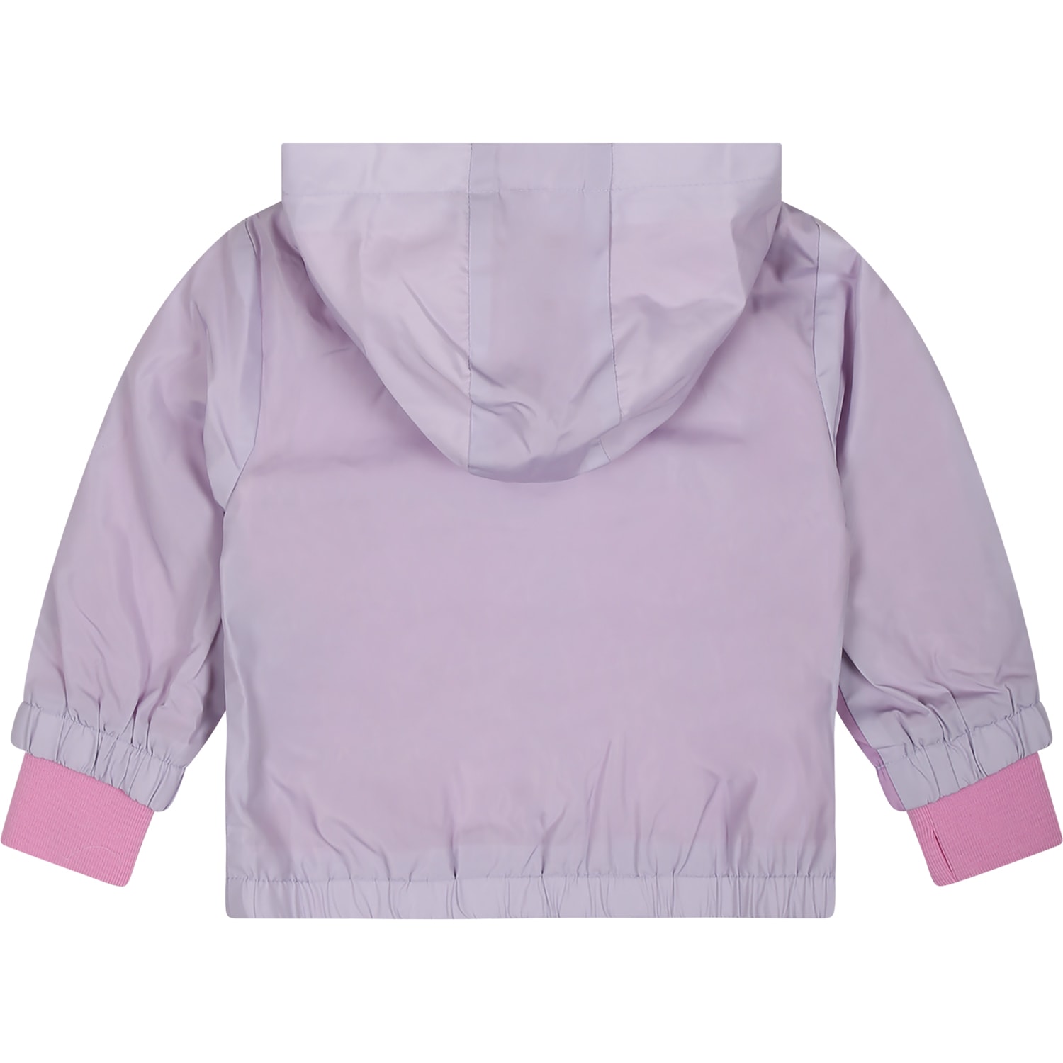 Shop Stella Mccartney Pink Windbreaker For Baby Girl With Seahorse In Violet