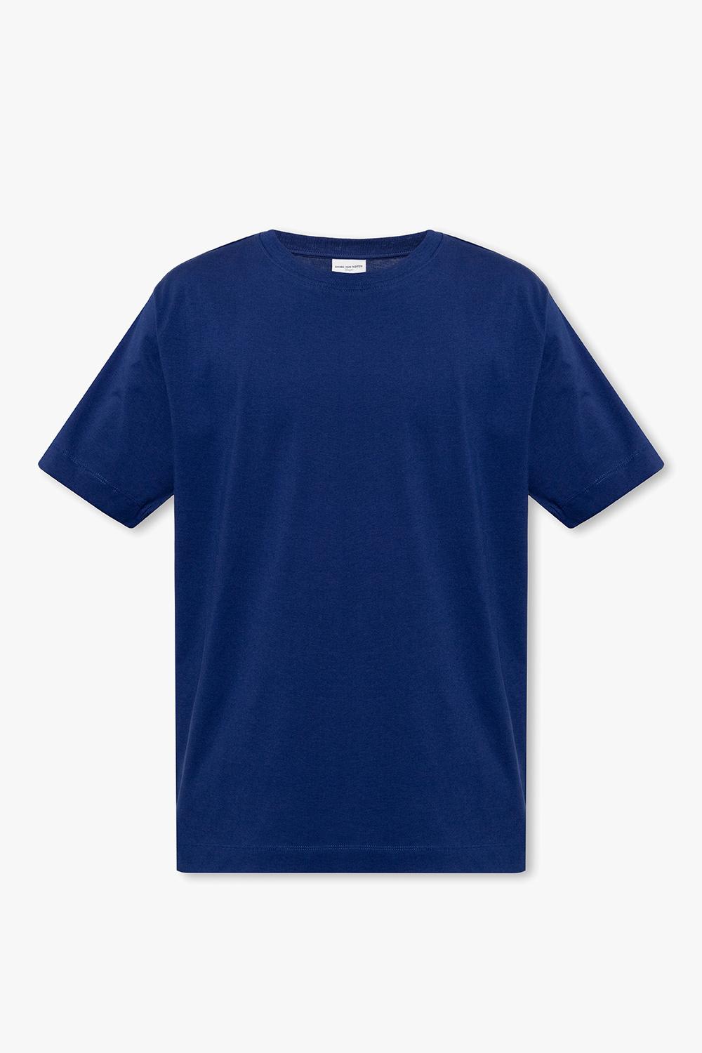 Shop Dries Van Noten Cotton T-shirt In Inkblue