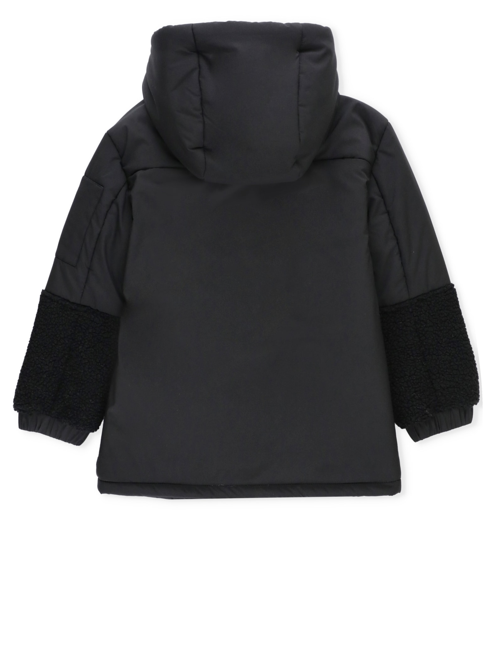 Shop Balmain Padded Jacket With Logo In Black