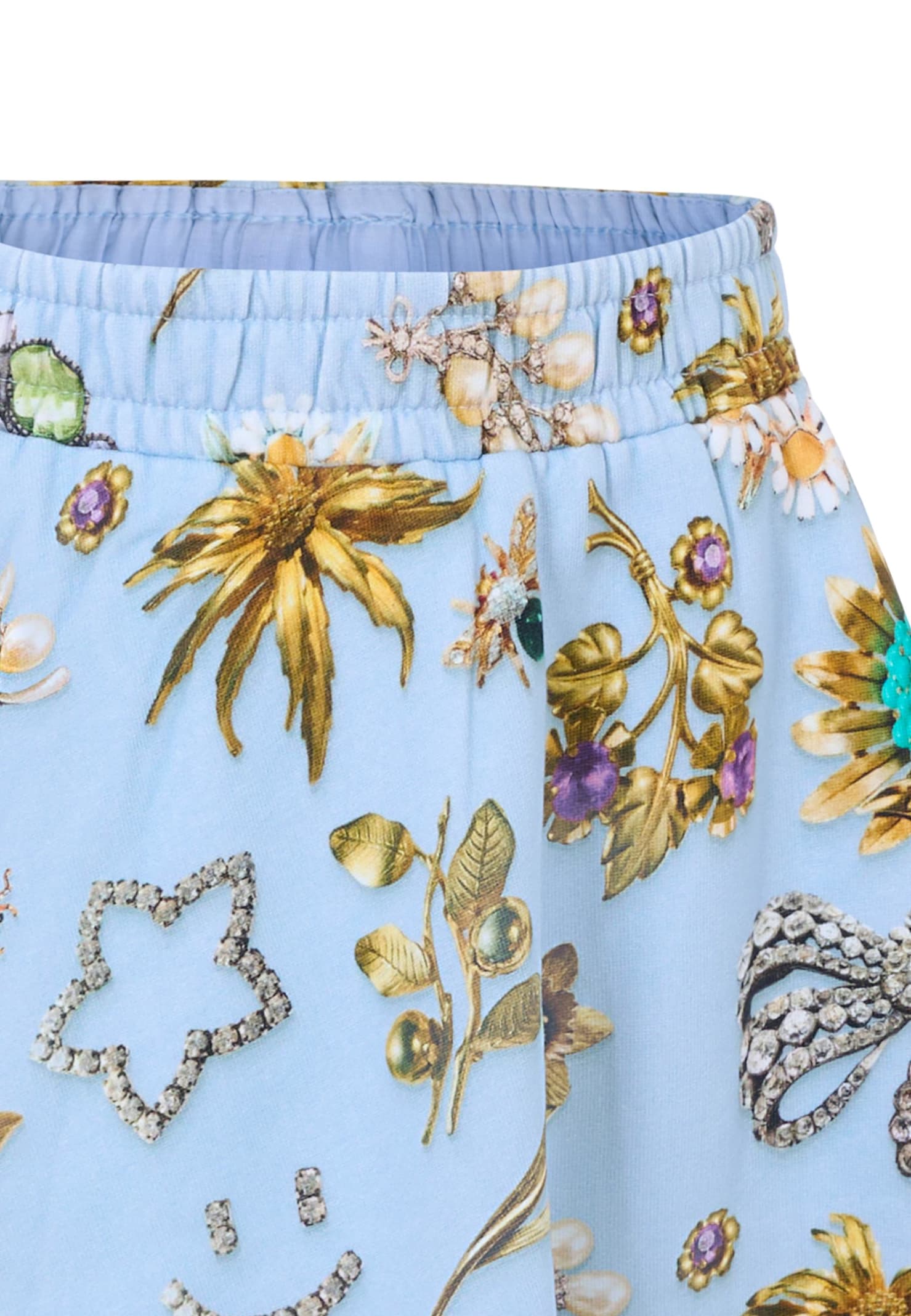 Molo Light Blue Skirt For Girl With Jewel In Blue