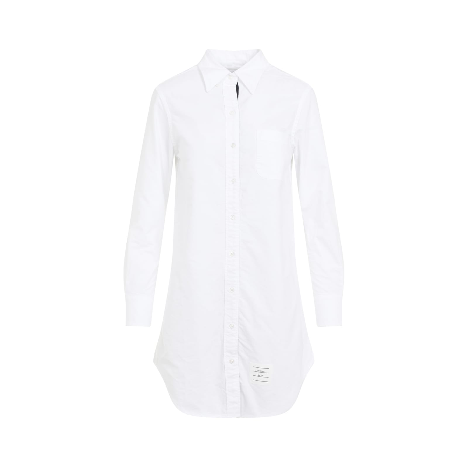 Shop Thom Browne Thigh Length Point Collar Shirtdress In White