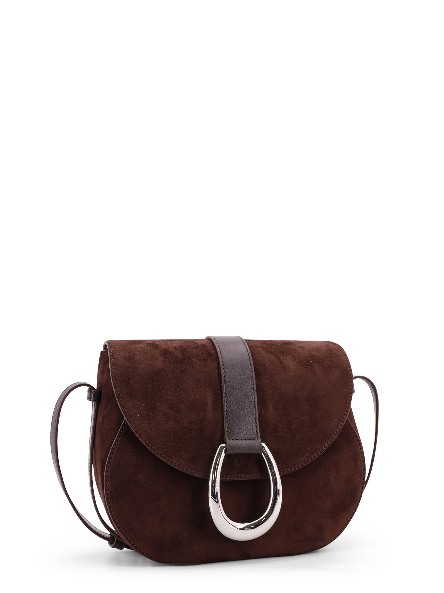 Staud Bella Saddle Suede Crossbody Bag In Brown
