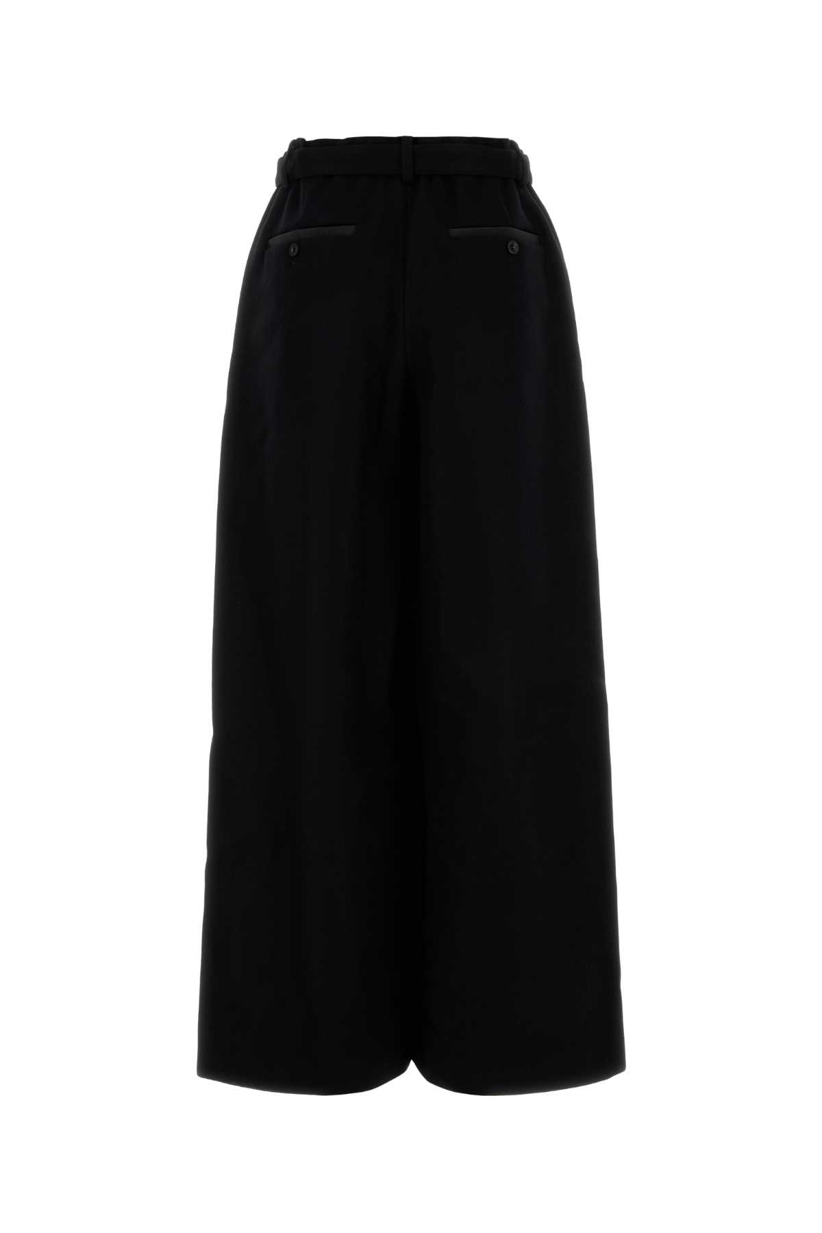 Shop Sacai Black Wool Wide-leg Pant
