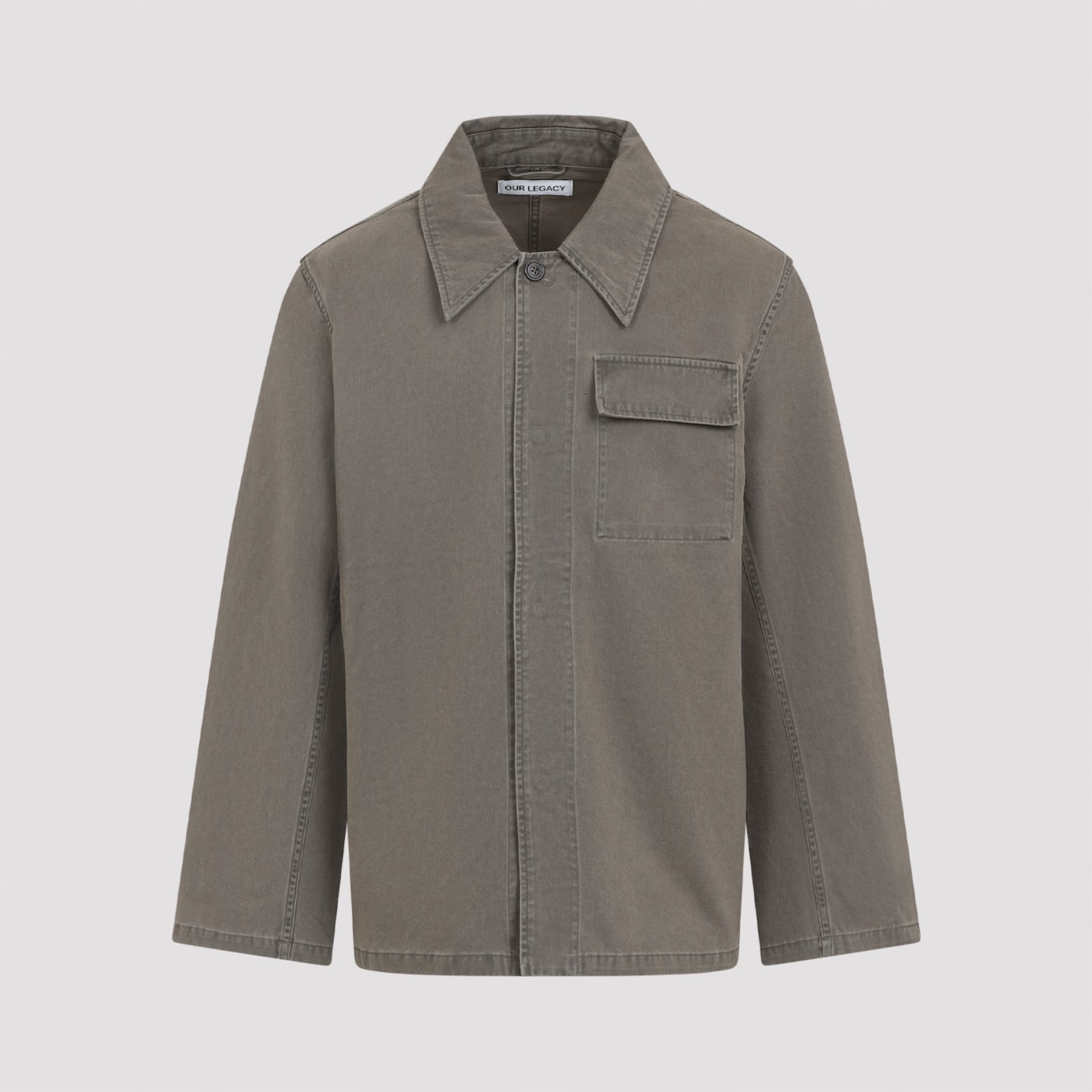 Our Legacy Straight-cut Casual Jacket With Pointed Collar In Gray