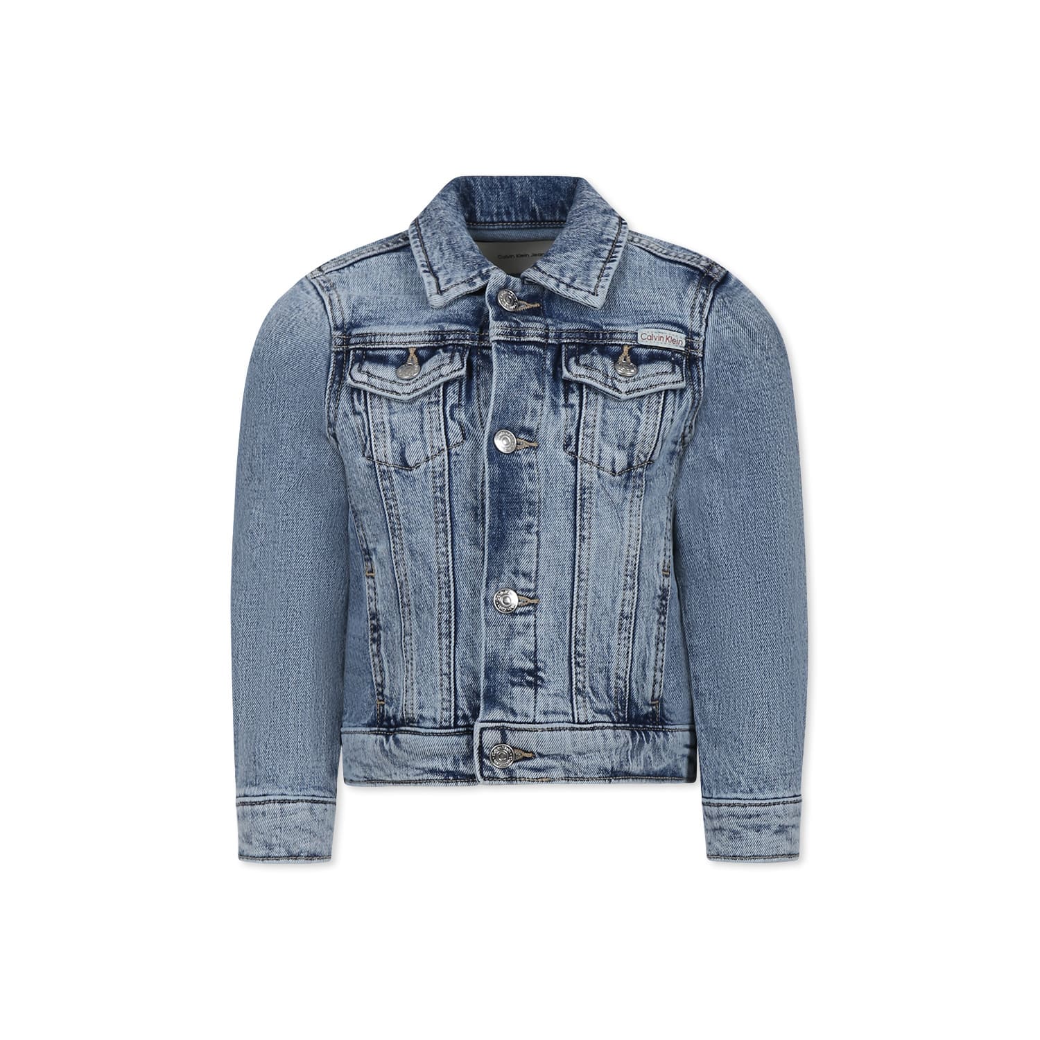 Calvin Klein Long-sleeved Denim Coat In Denim