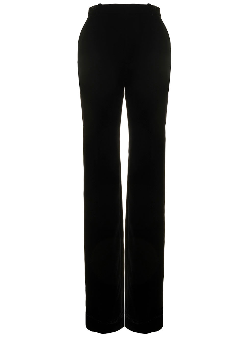 Shop Saint Laurent Velours Cupro Pantalon In Black