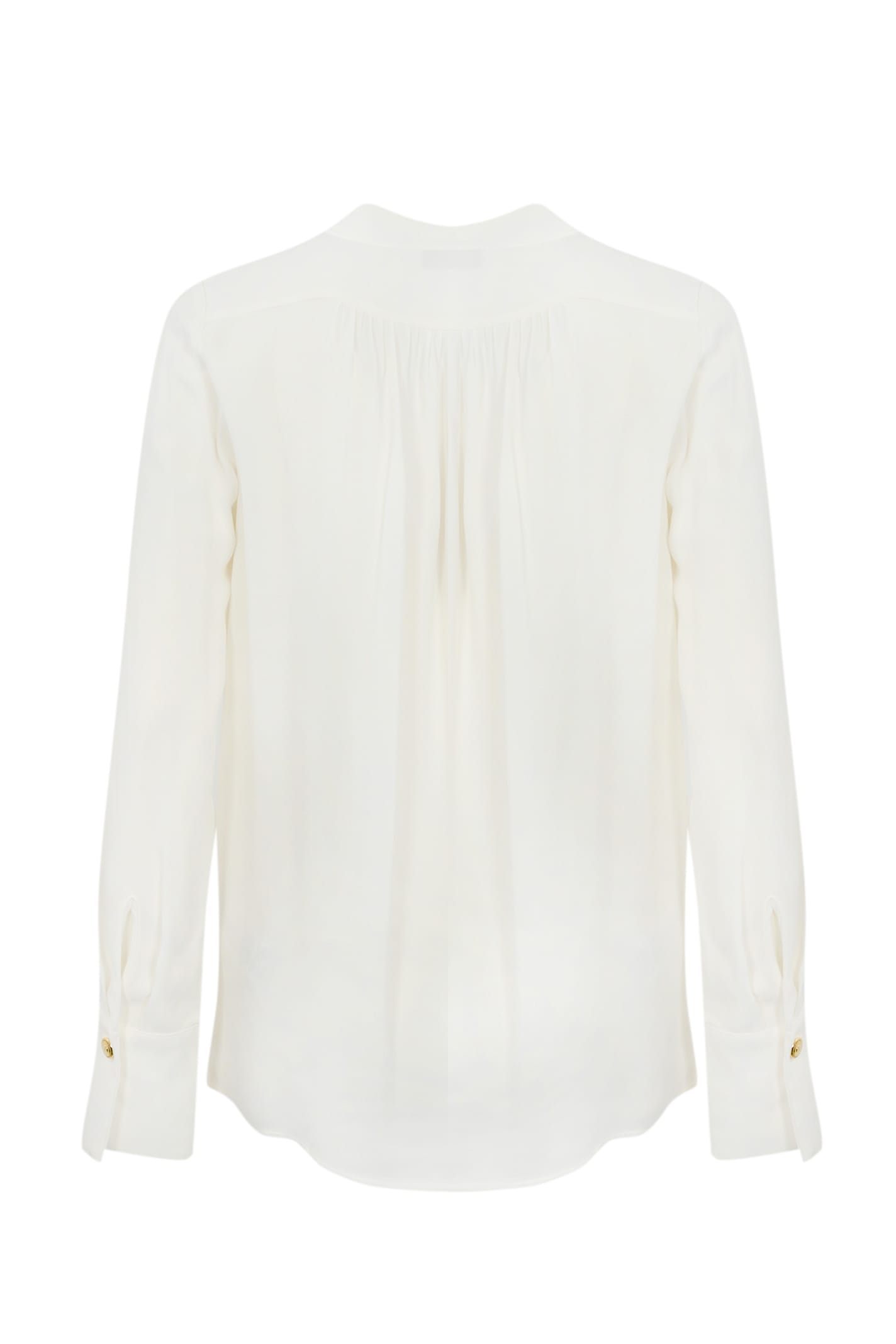 Elisabetta Franchi Georgette Shirt With Logo Charms In Avorio