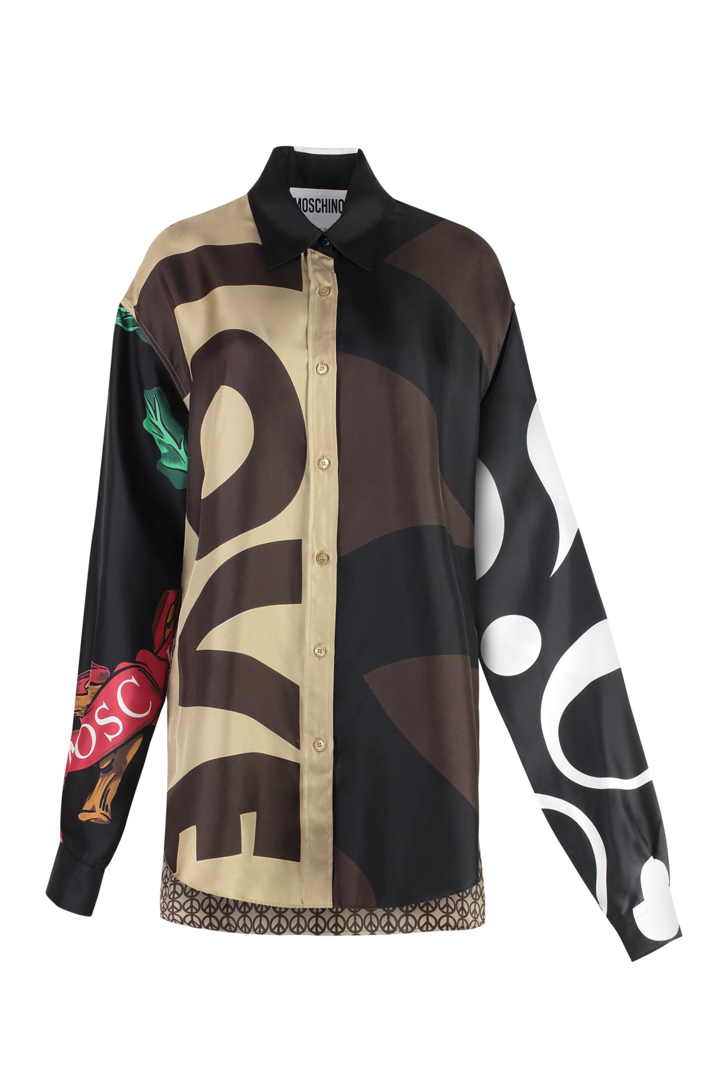 Shop Moschino Silk Twill Shirt In Multicolor