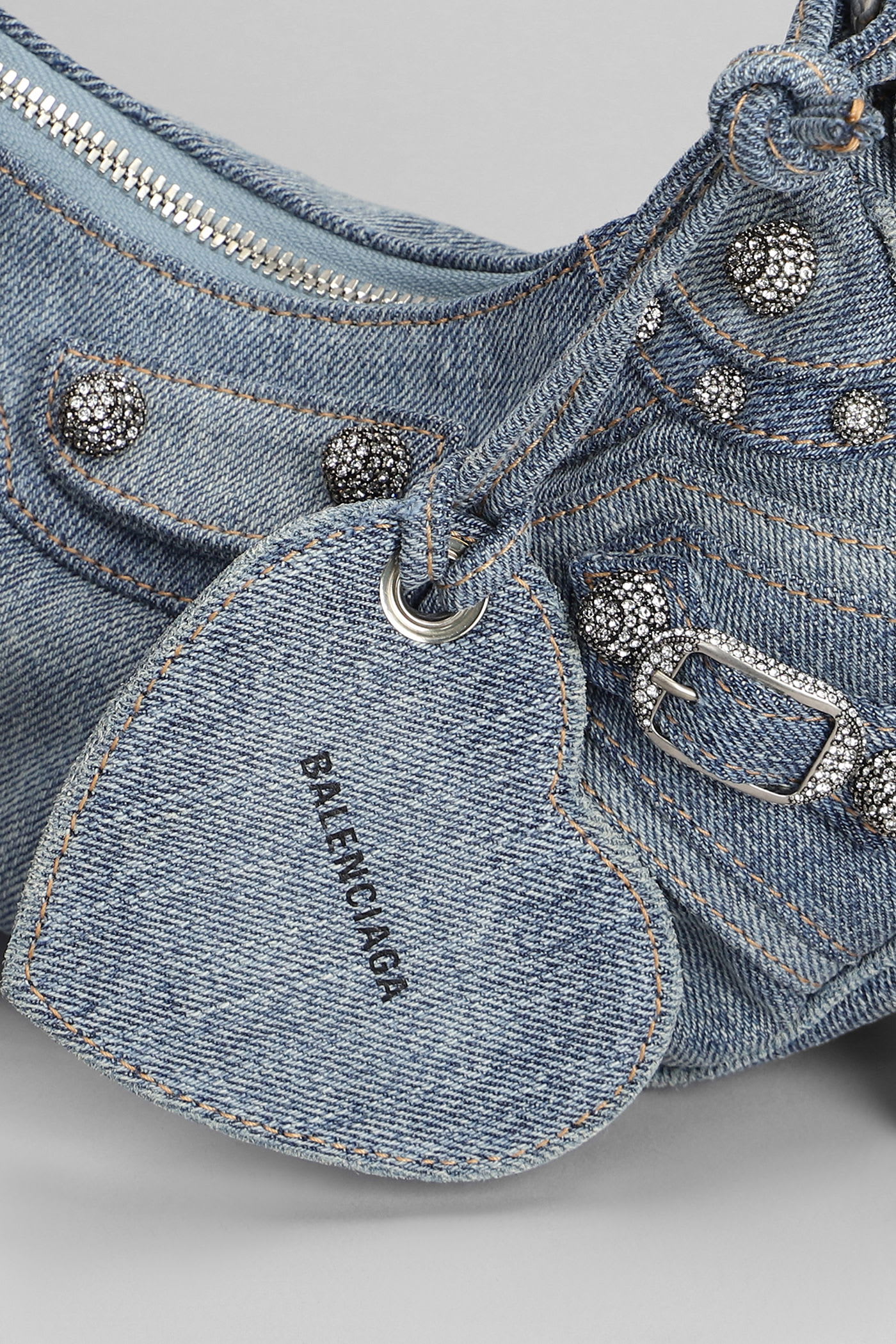 Balenciaga Le Cagole Xs Shoulder Bag In Blue Cotton In Blue