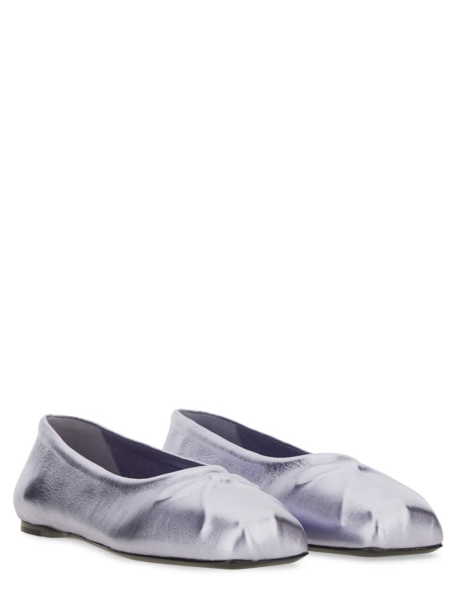 Shop Marni Lillte Bow Ballet Flats In Silver