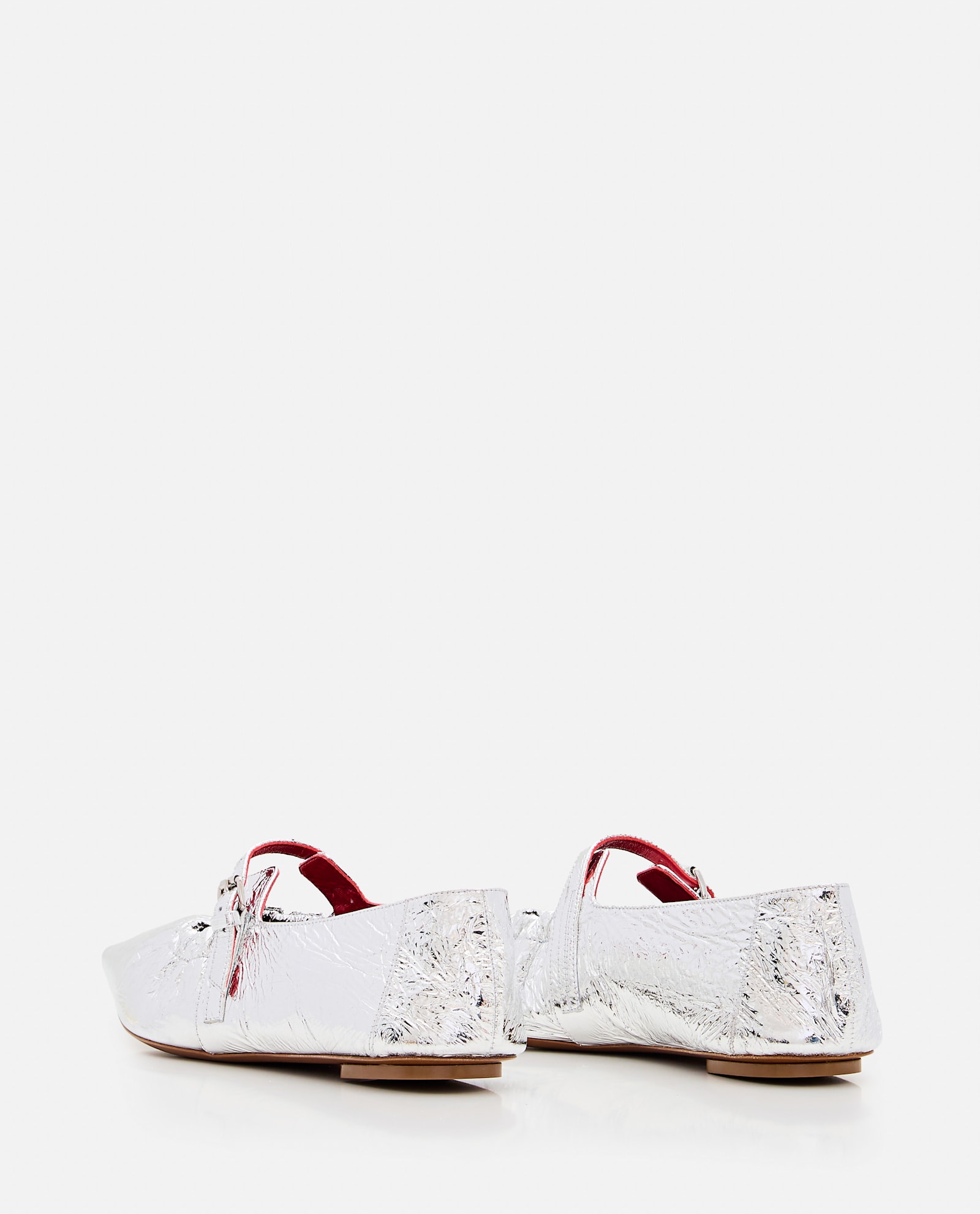 Plan C Metallic Ballet Flats In Silver