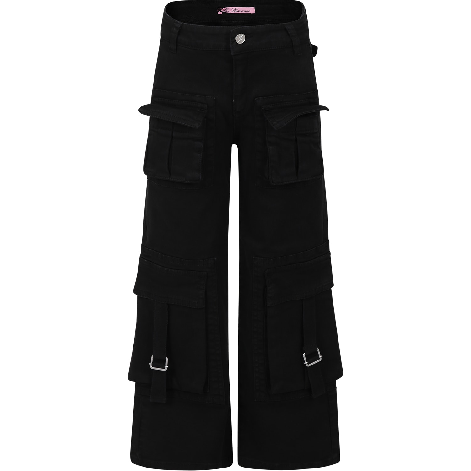Blumarine Kids' Black Trousers For Girl With Logo