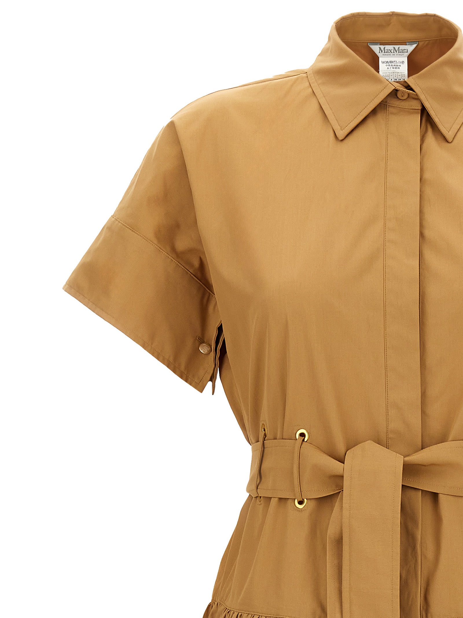 Max Mara Caramel-coloured Shirt Dress Women In Gold