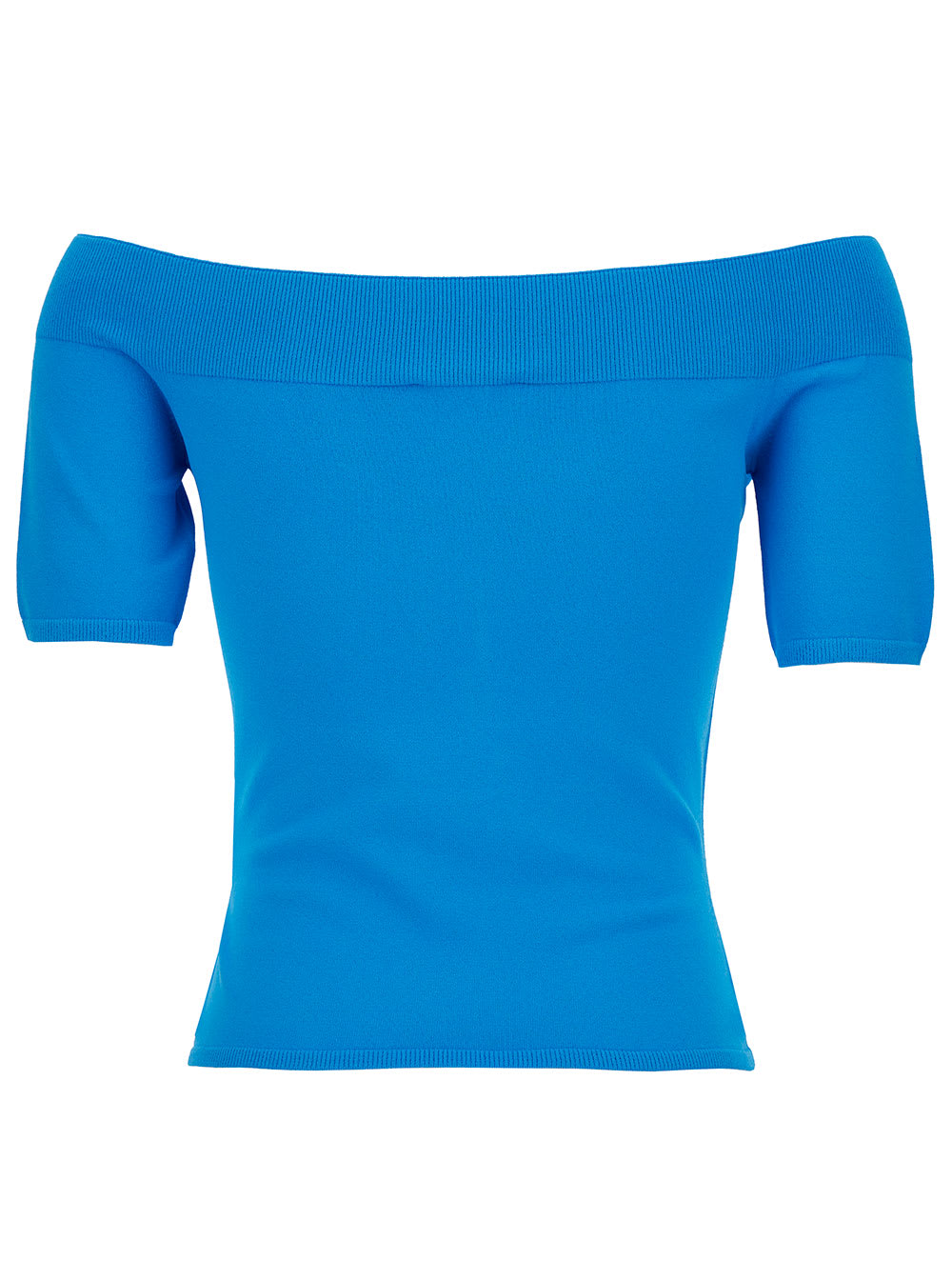 Shop Alexander Mcqueen Light Blue Off-the-shoulders Top In Viscose Blend Woman