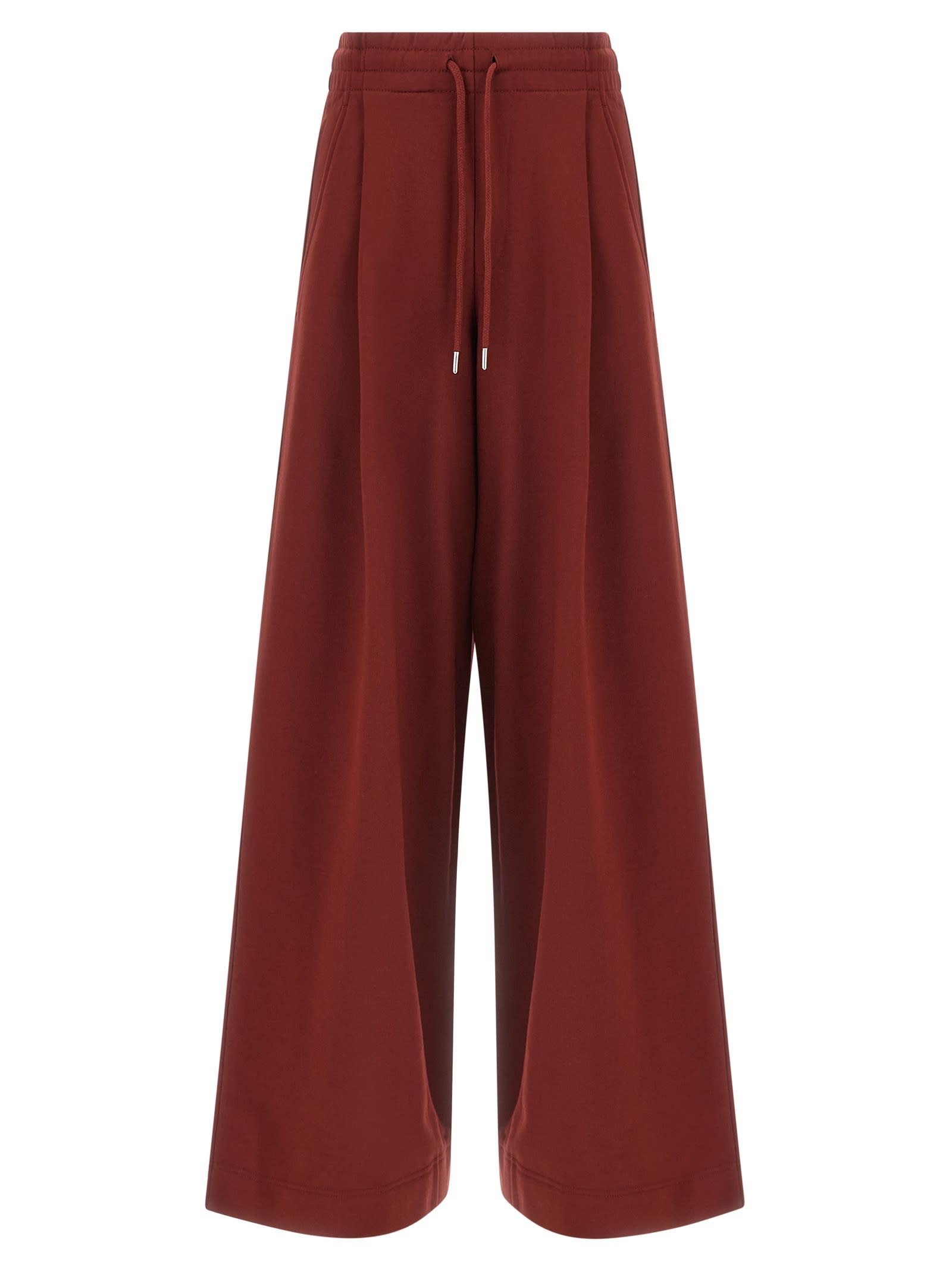 Dries Van Noten Hadium Pleated Cotton Wide Leg Sweatpants In Red