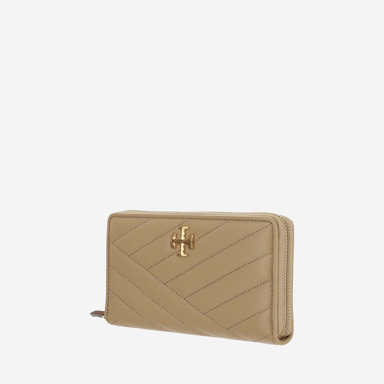 Shop Tory Burch Continental Kira Leather Wallet In Beige