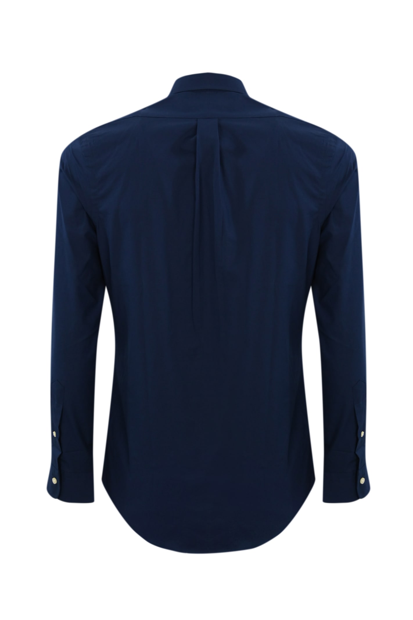 Shop Polo Ralph Lauren Cotton Shirt With Logo In Newport Navy