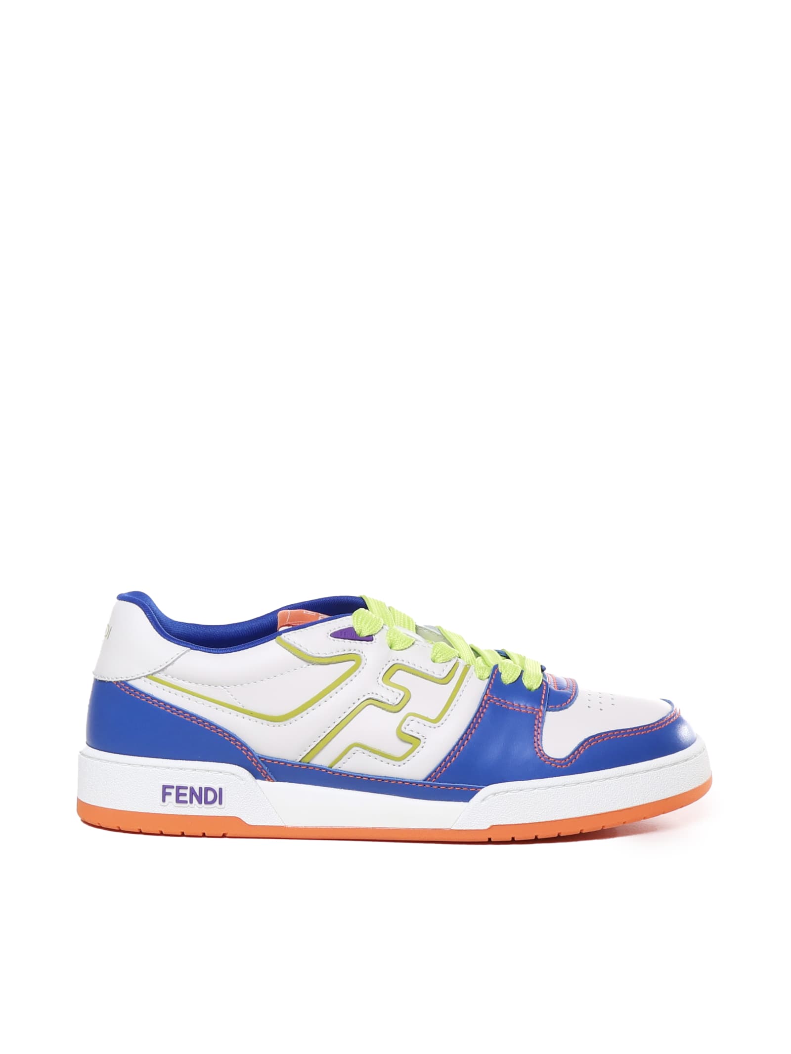 Shop Fendi Low Top In Multicolor Leather In Bluet+bian+wasab+ver