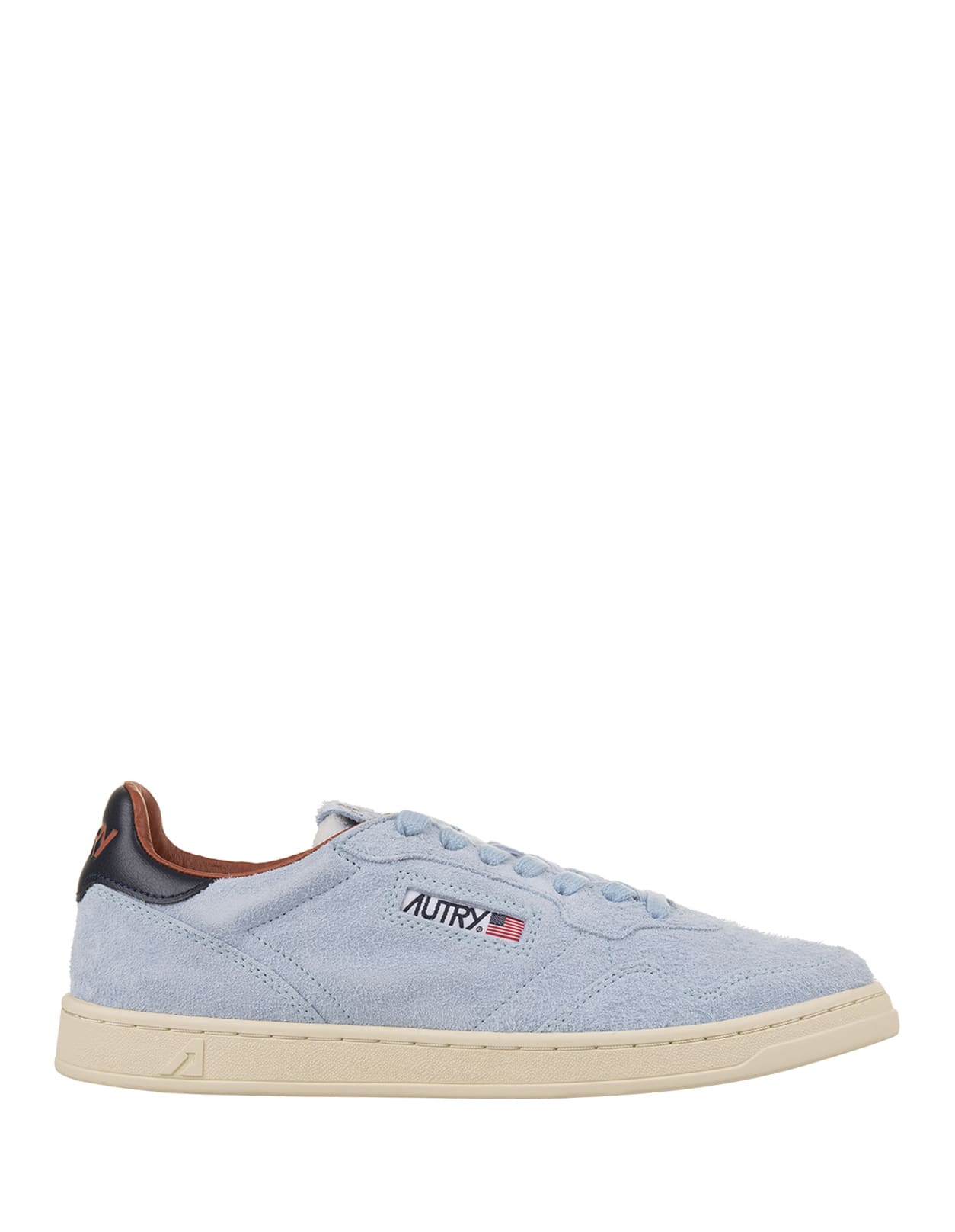 Autry Medalist Flat Sneakers In Light Blue And Dark Blue Suede