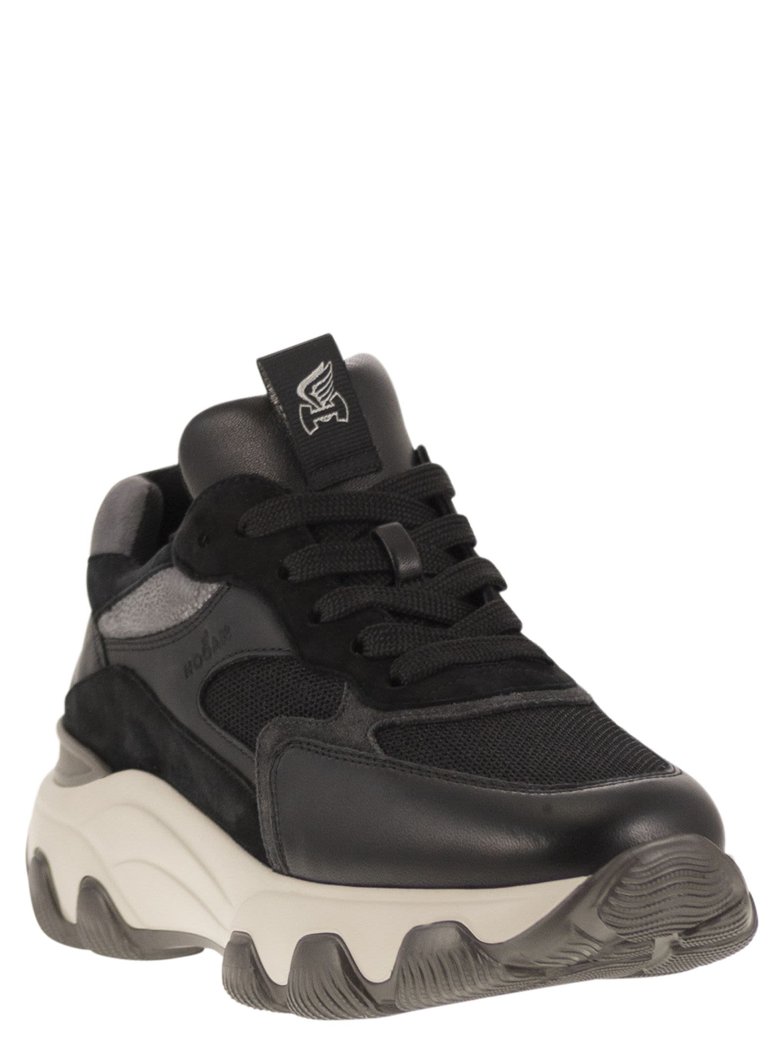 Shop Hogan Hyperactive - Leather And Fabric Trainers In Black