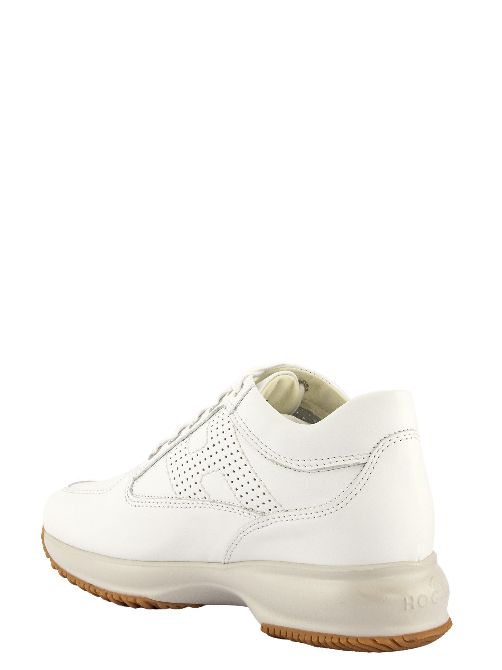 Shop Hogan Interactive Sneakers With Perforated Monogram In White