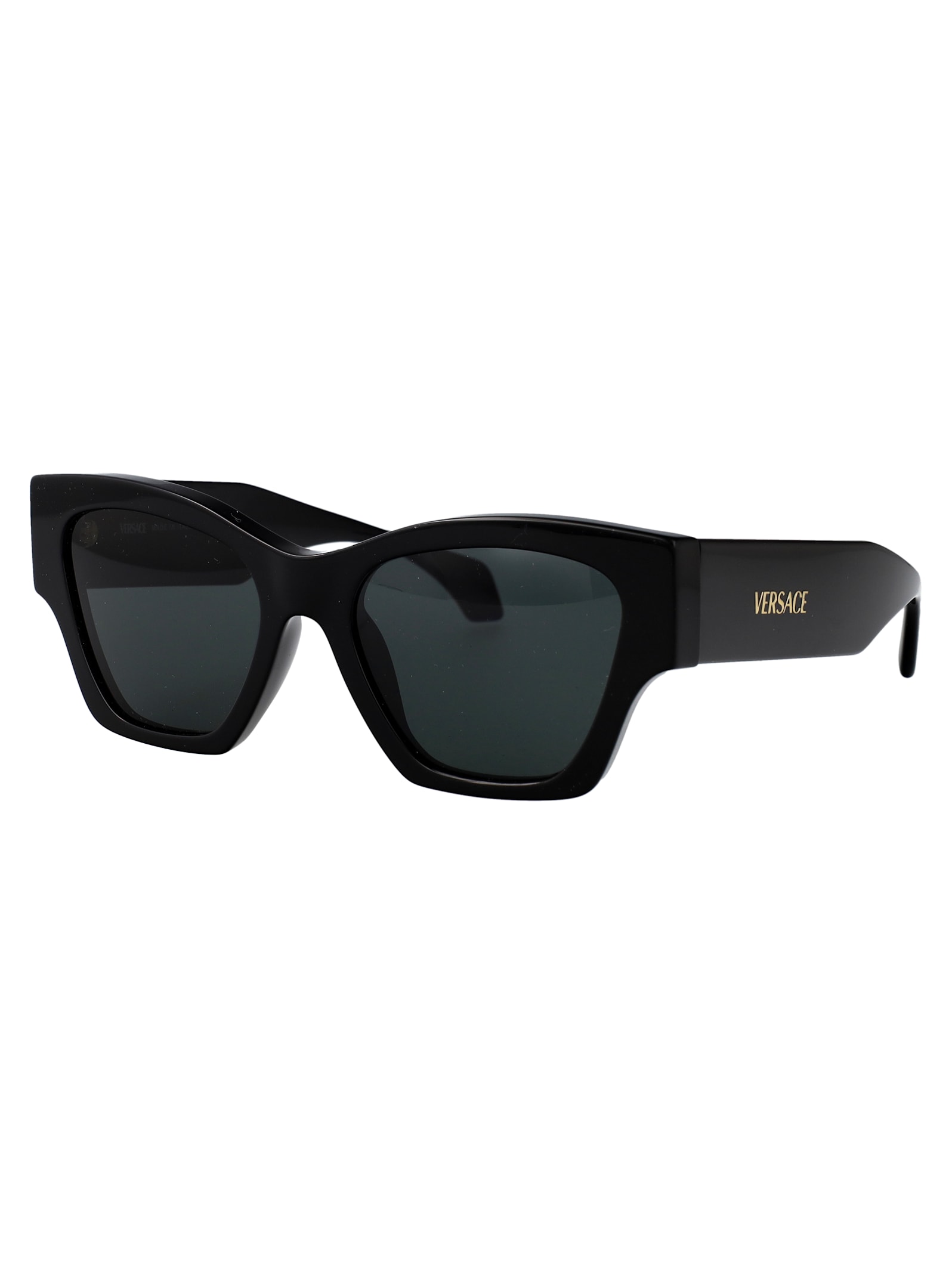 Versace Logo-plaque Cat-eye Frame Sunglasses In Black