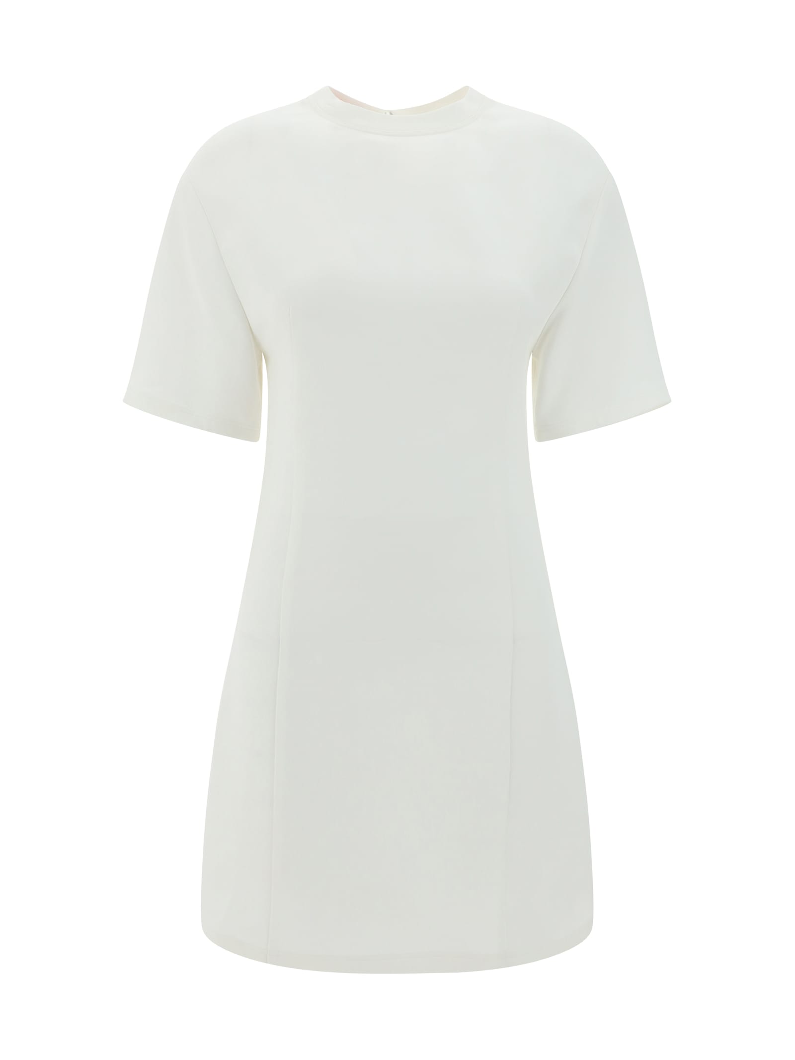 VALENTINO CREPE COUTURE CREWNECK SHORT-SLEEVED DRESS 