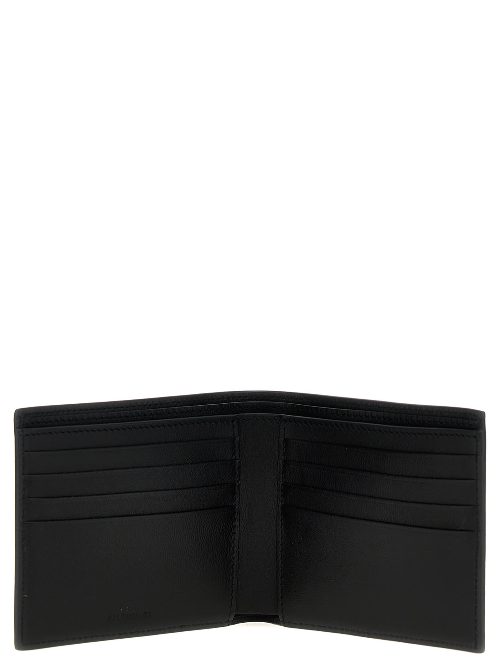 Balenciaga Cash Black Wallet In Grained Leather In Black