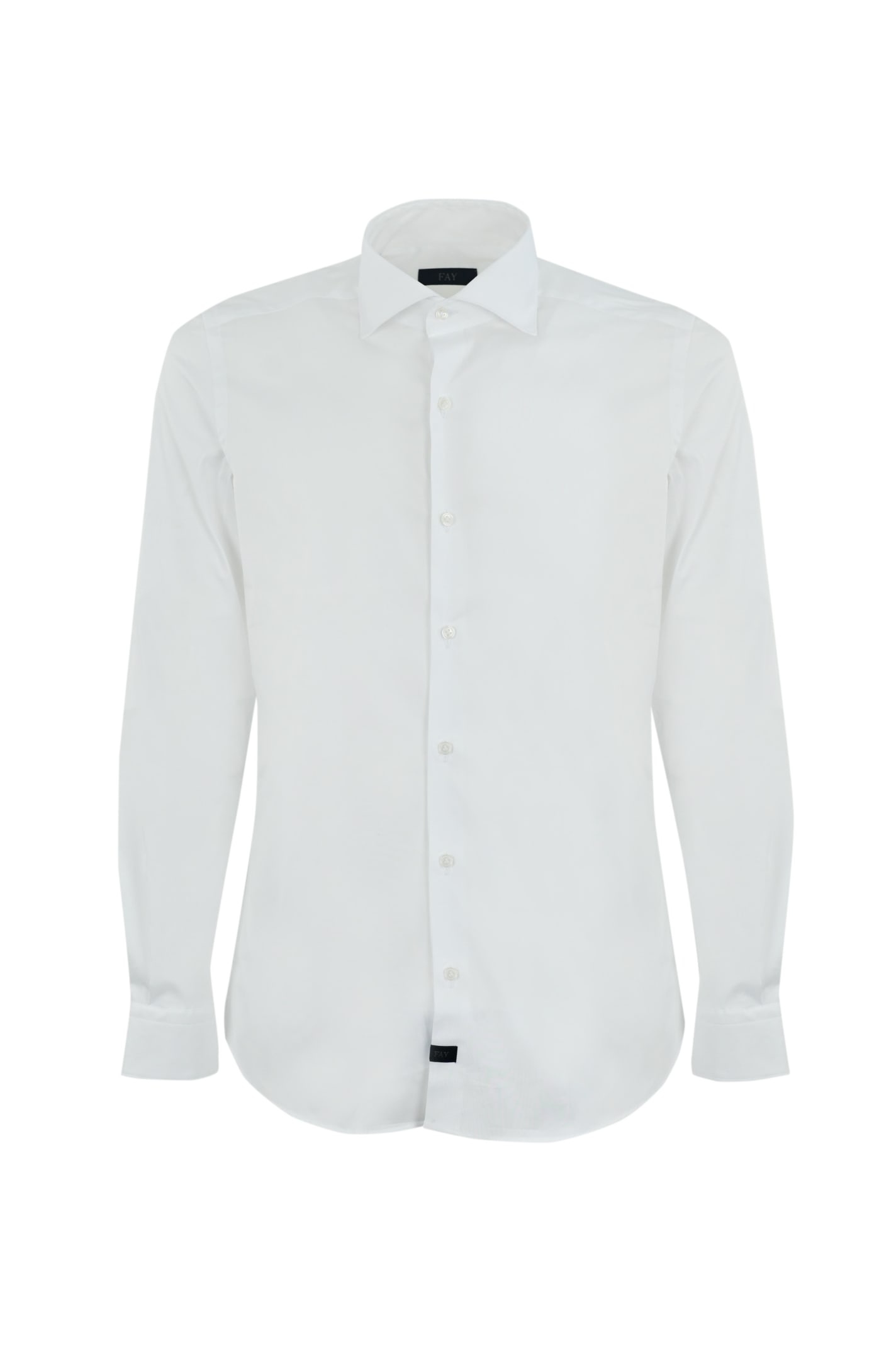 Shop Fay Shirt With Stretch French Collar In Bianco