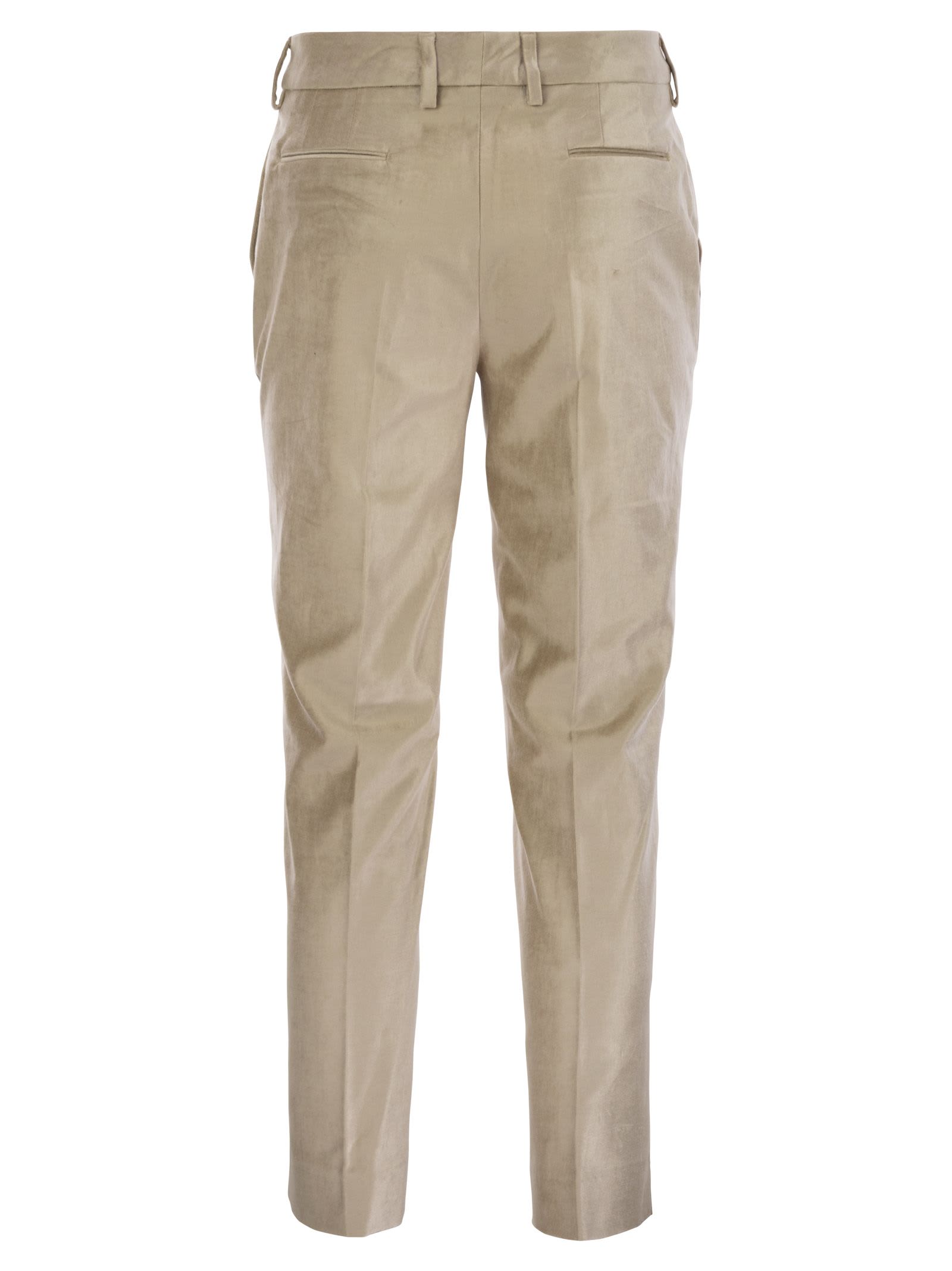 Shop Pt Torino New York - Velvet Trousers In Ivory