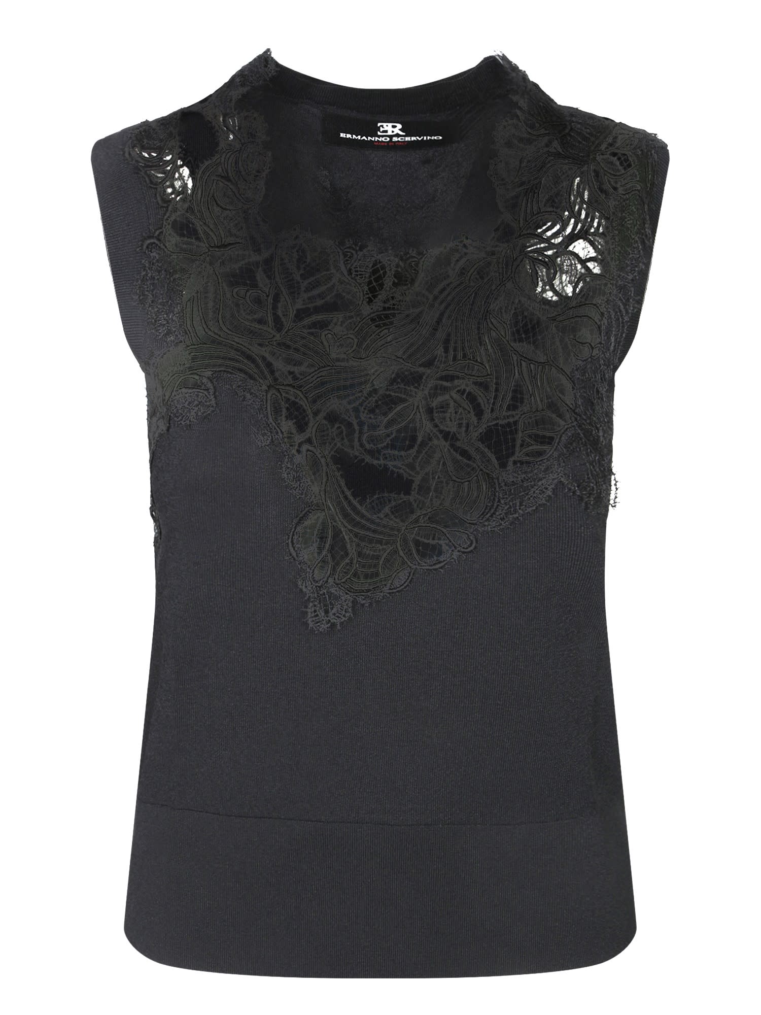 Black Lace Viscose Tank Top