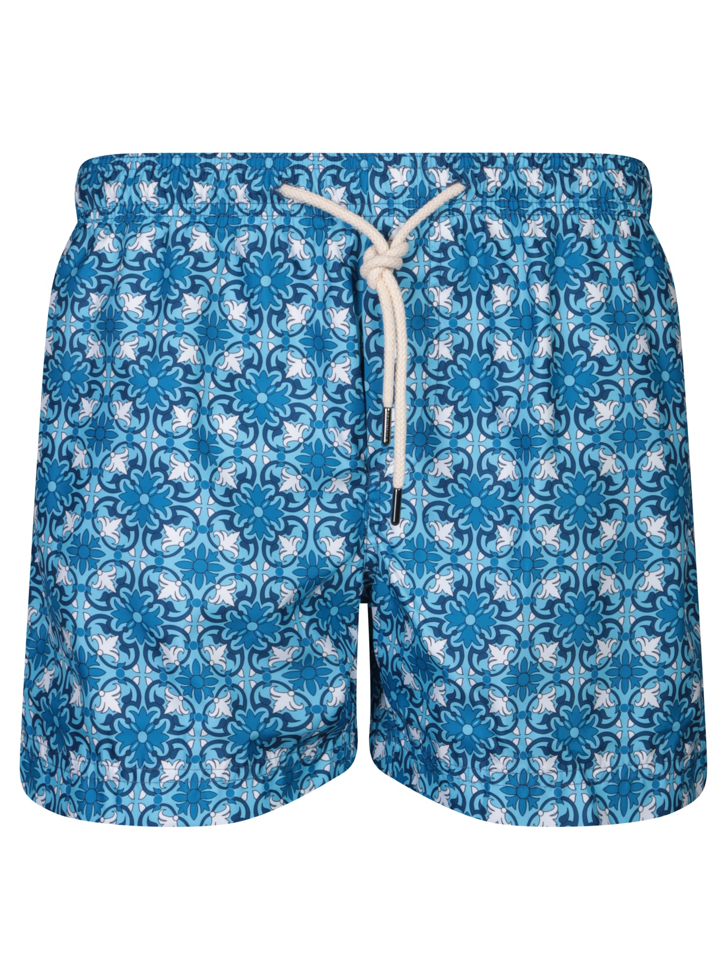 Patterned Blue Boxer Swim Shorts