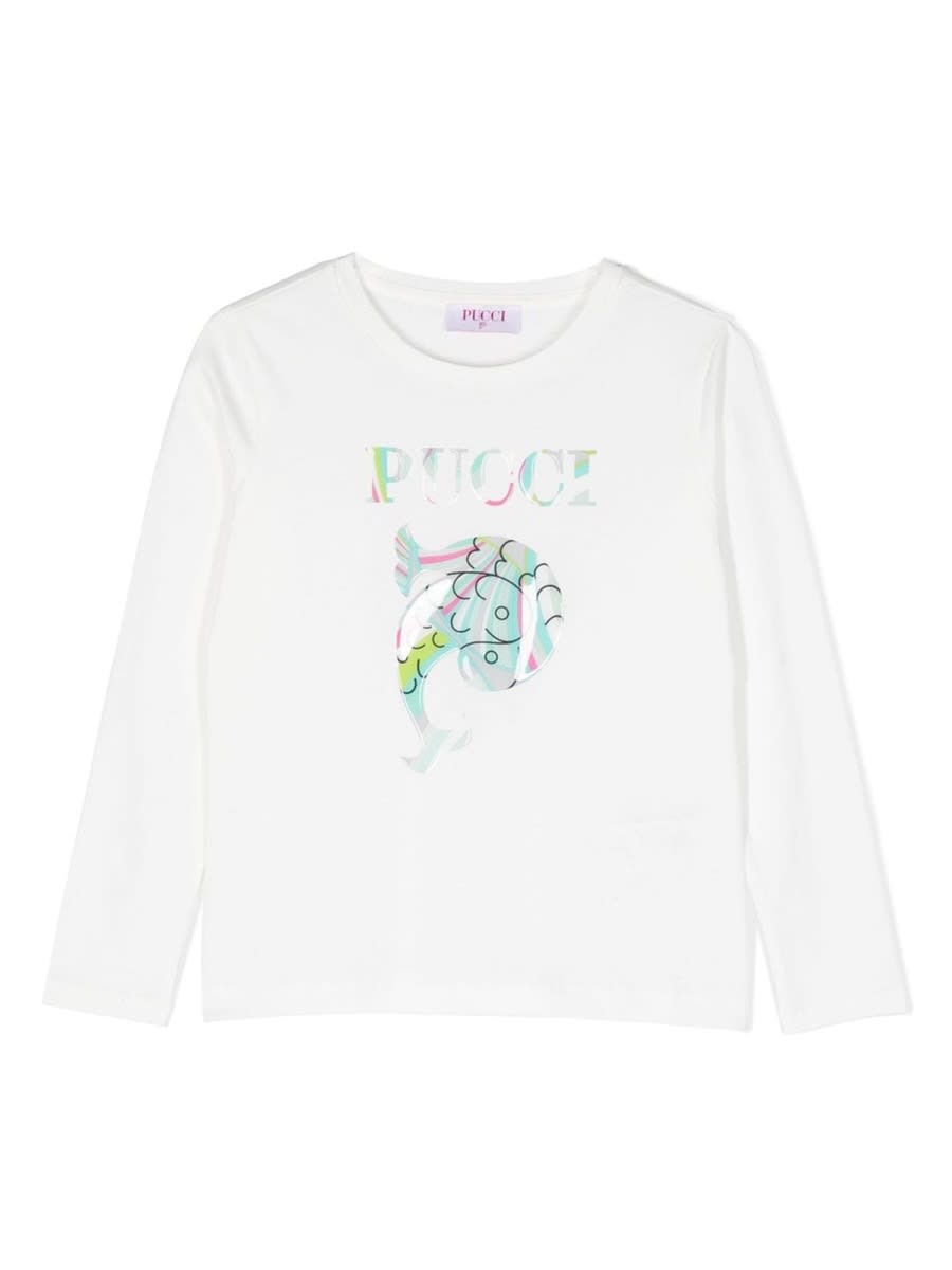 Pucci Kids' ml Logo T-shirt In White