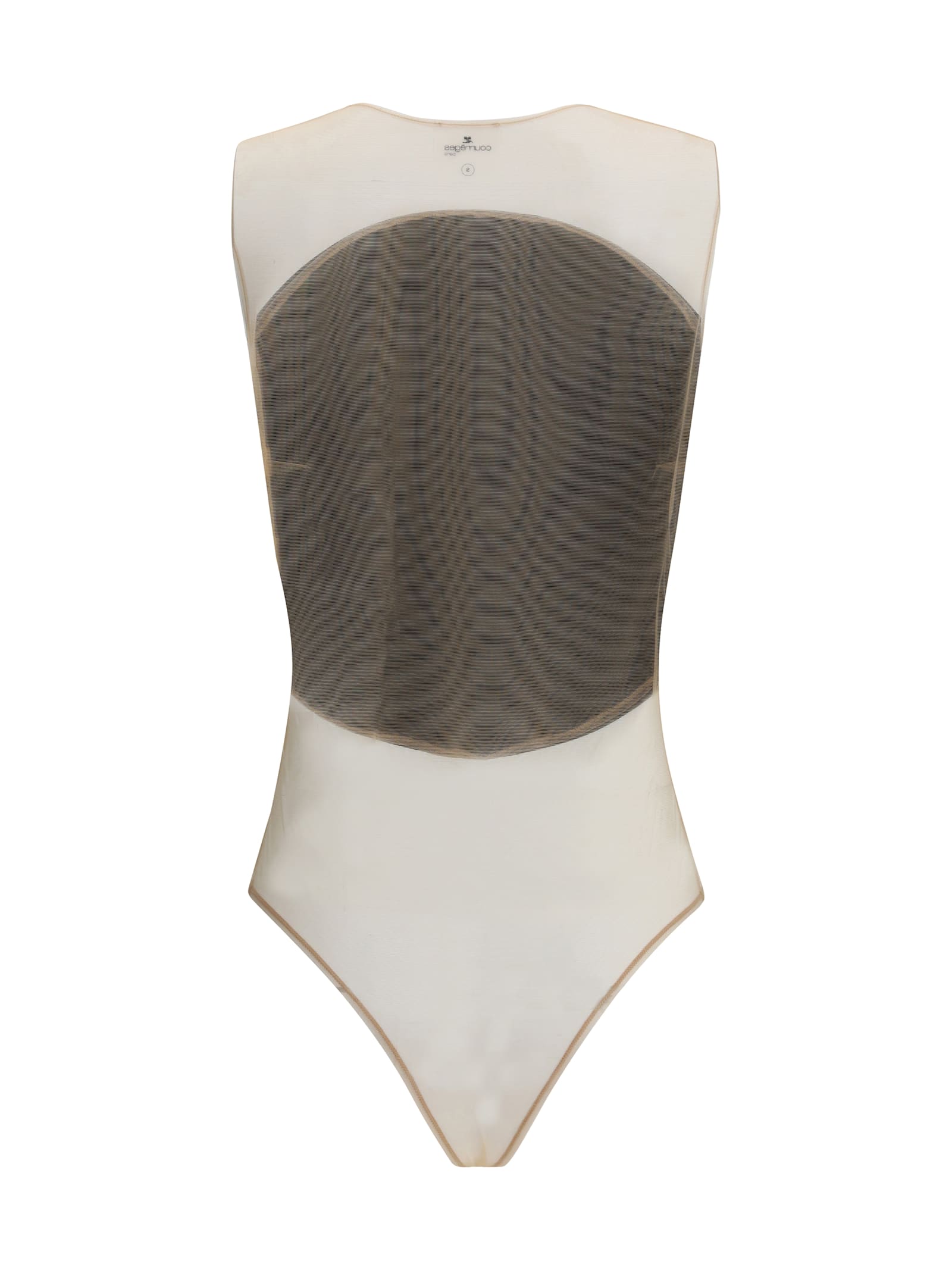 Courrèges Illusion Mesh And Duchesse-satin Bodysuit In Black