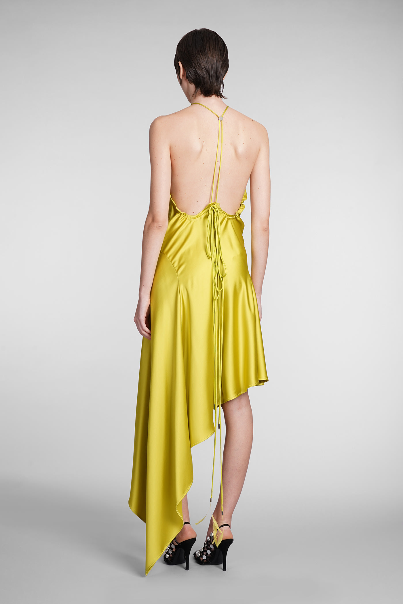 Shop Attico Dress In Yellow Polyester