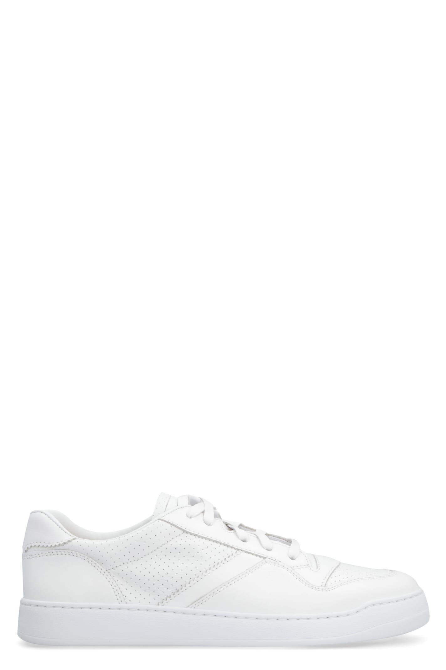 Doucal's Chiffon Leather Low-top Sneakers In White